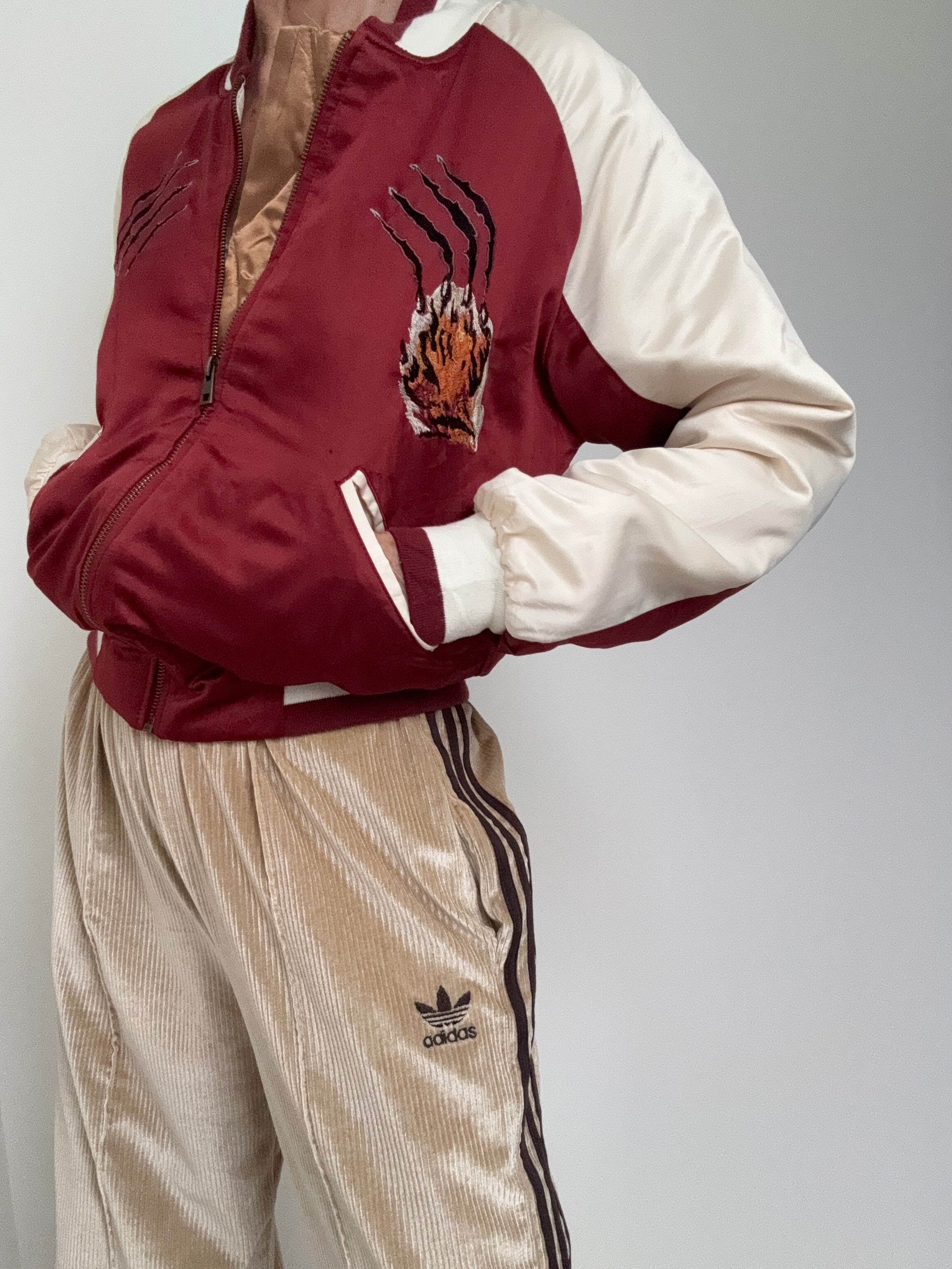 Future Nomads Jackets Small Satin Tiger Bomber Jacket