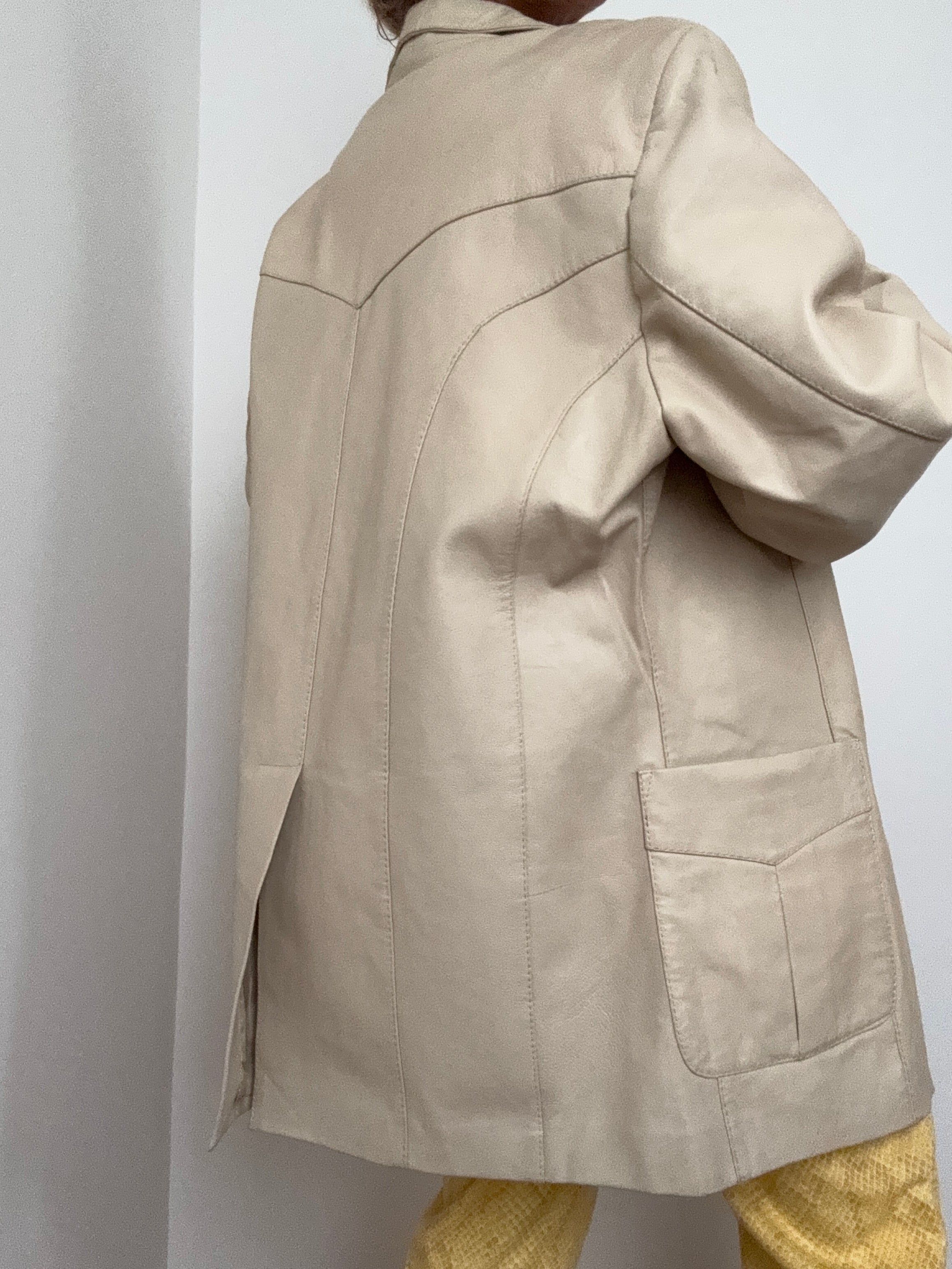 Cream Leather Blazer | Jackets
