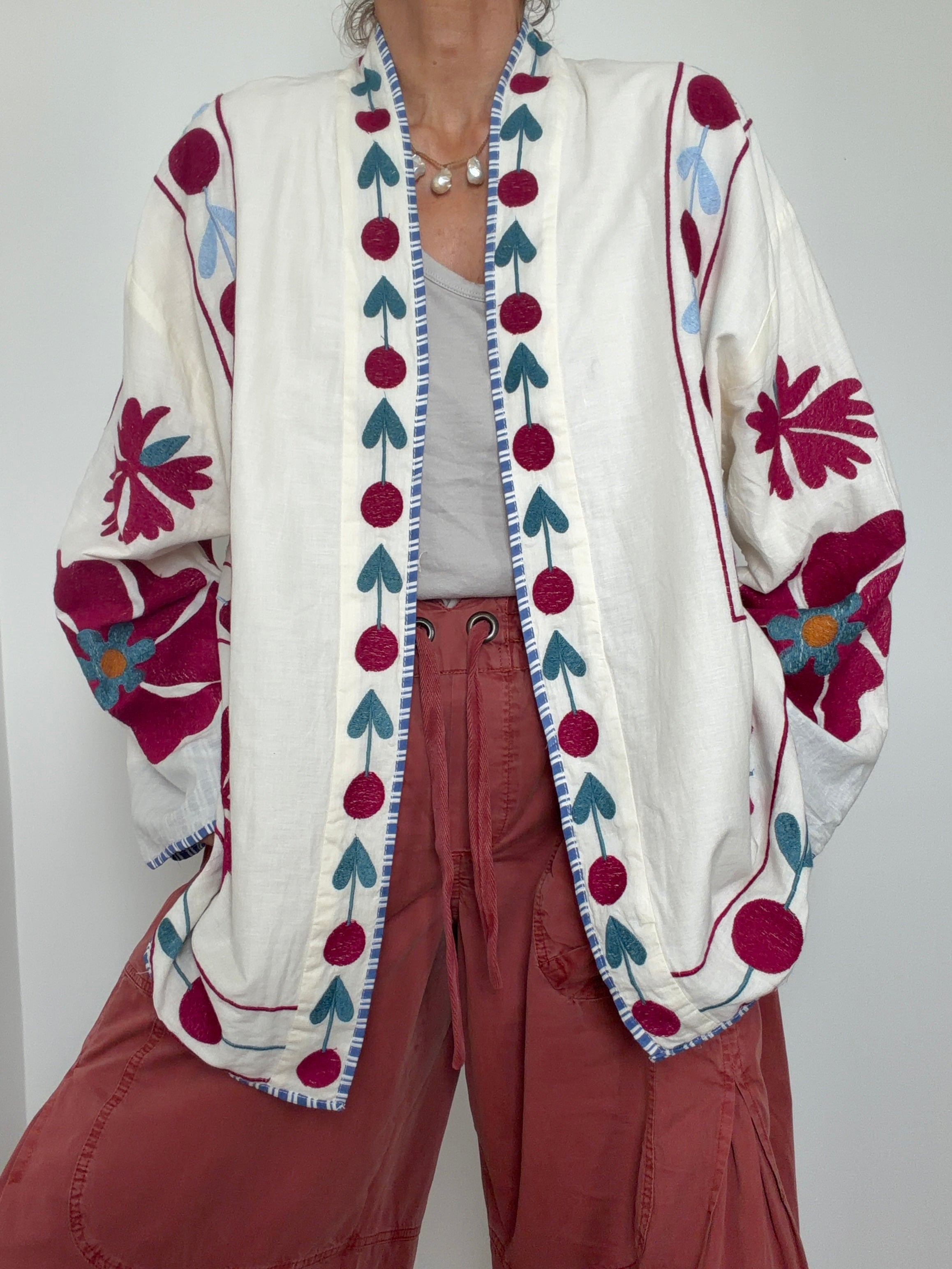 Future Nomads Kimonos one size Fuchsia Folk Kimono Jacket