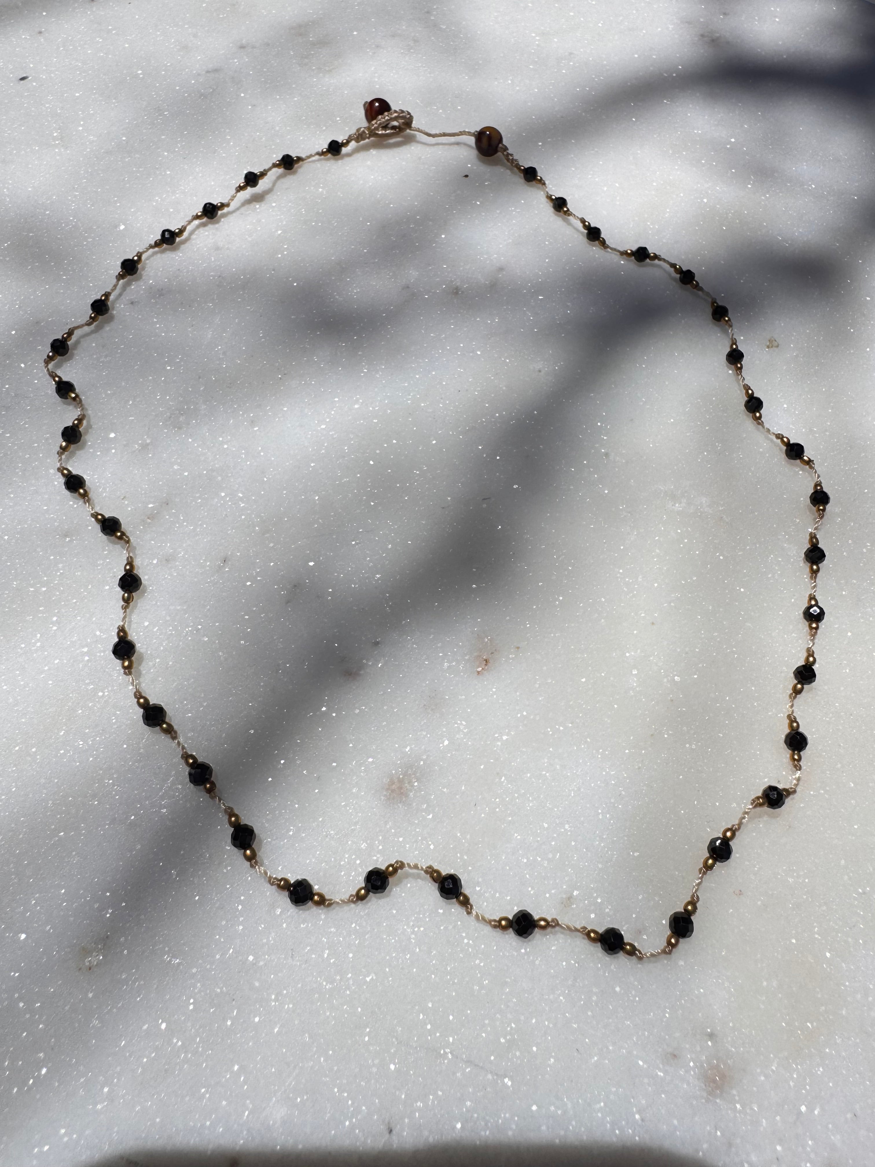 Crystal Onyx Brass Choker | Necklaces