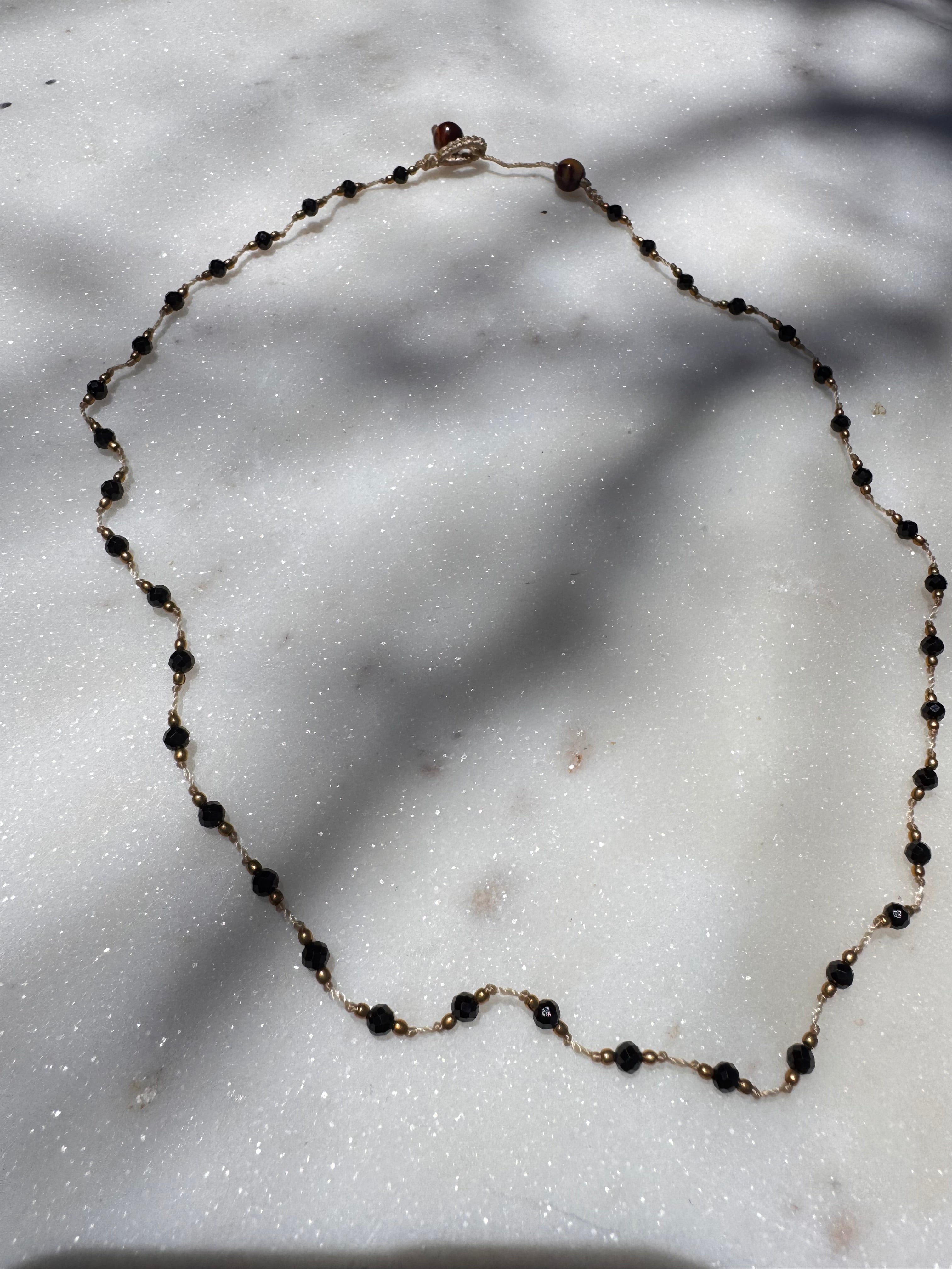 Crystal Onyx Brass Choker | Necklaces