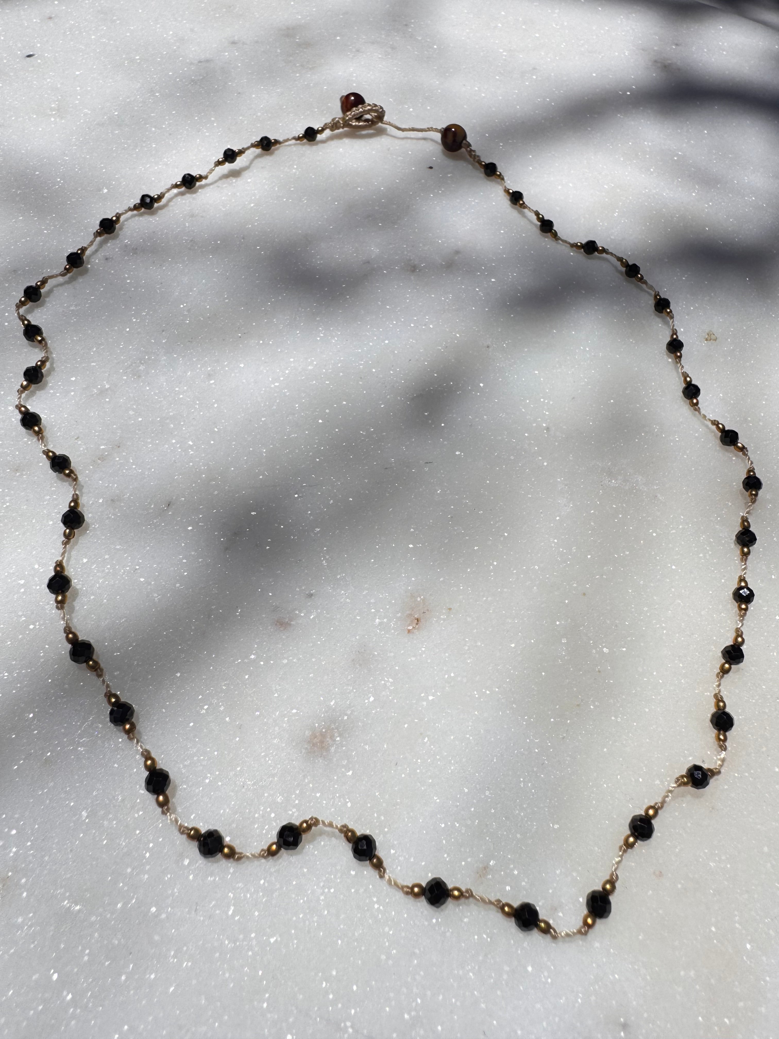 Crystal Onyx Brass Choker | Necklaces
