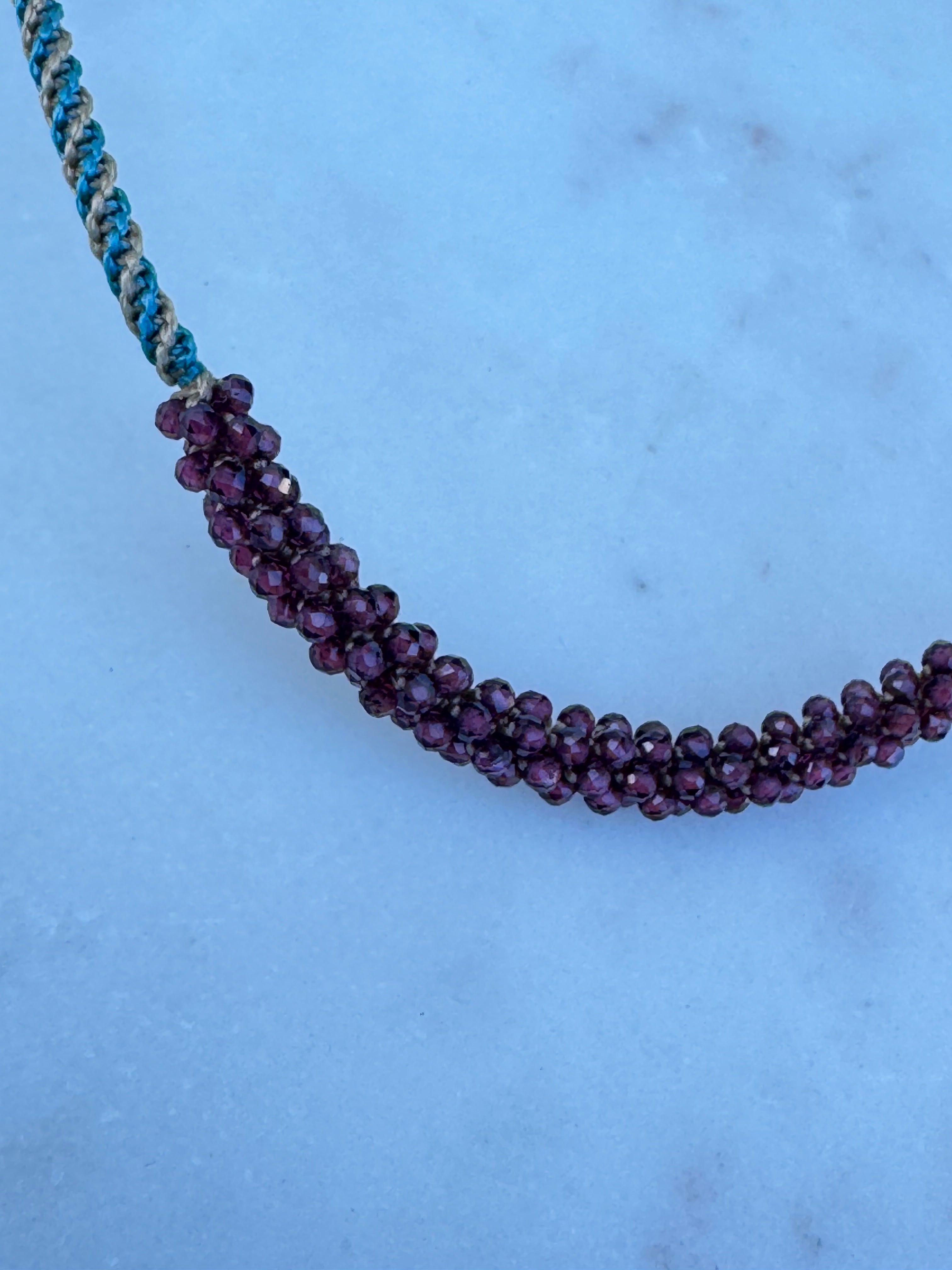 Future Nomads Necklaces Garnet Stone Woven Choker