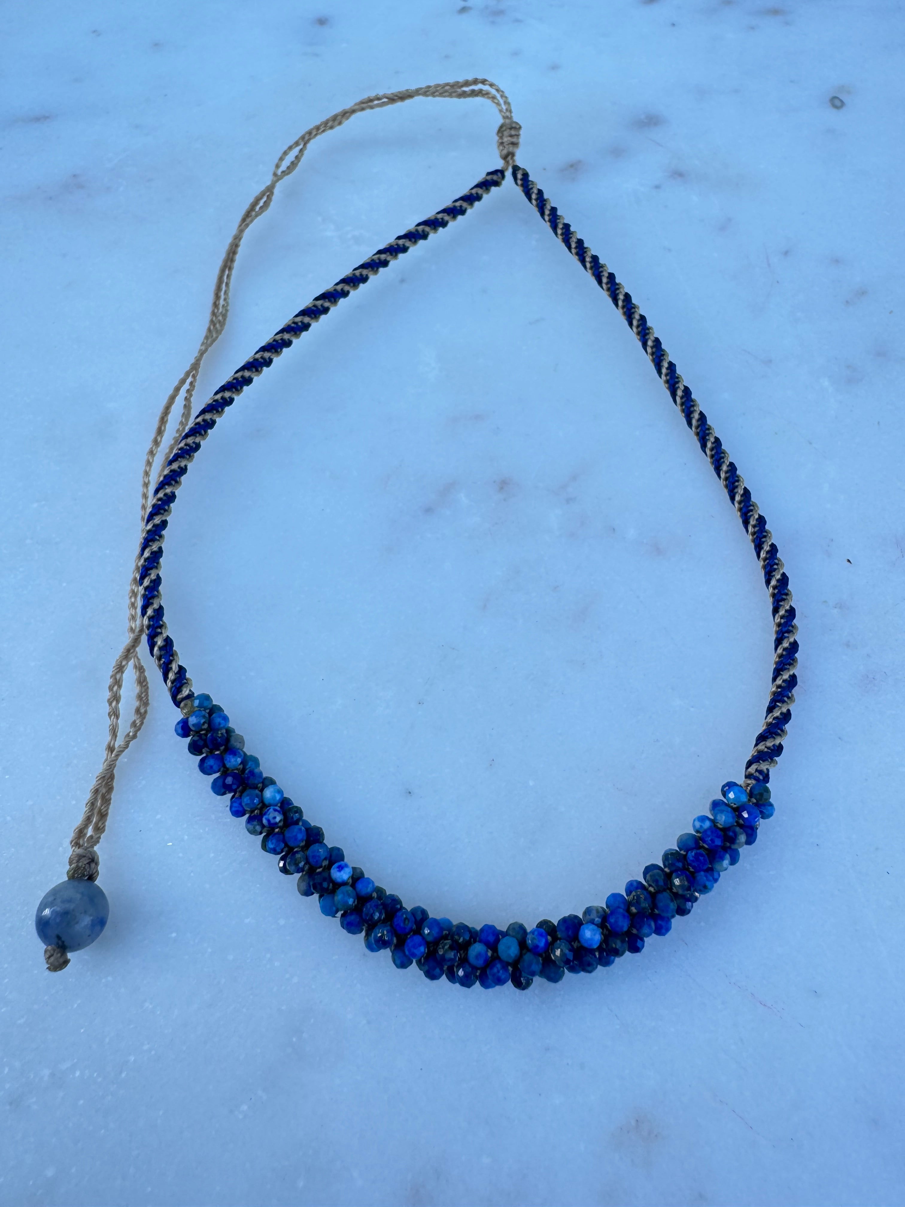 Future Nomads Necklaces Lapis Stone Woven Choker