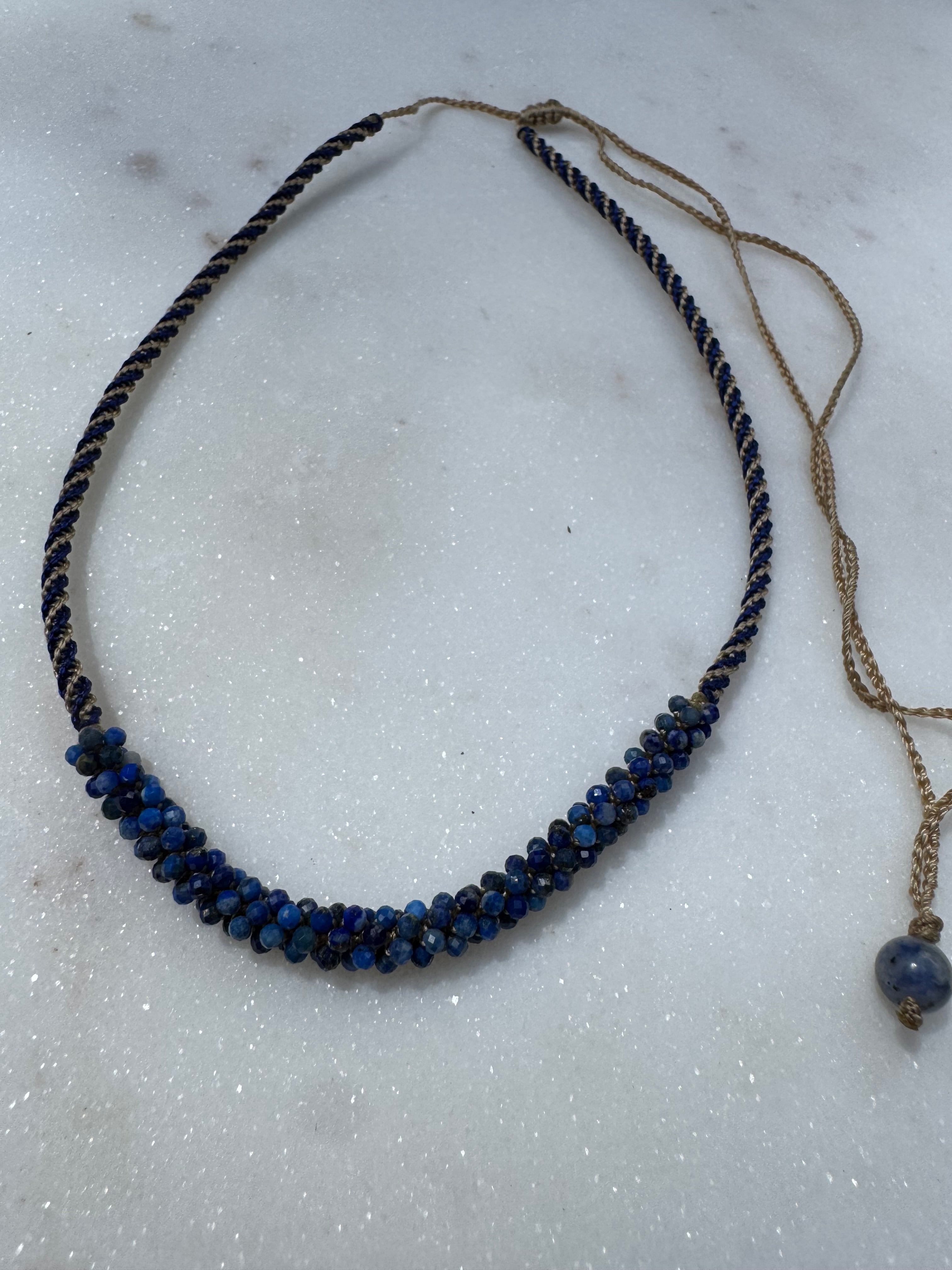 Future Nomads Necklaces Lapis Stone Woven Choker