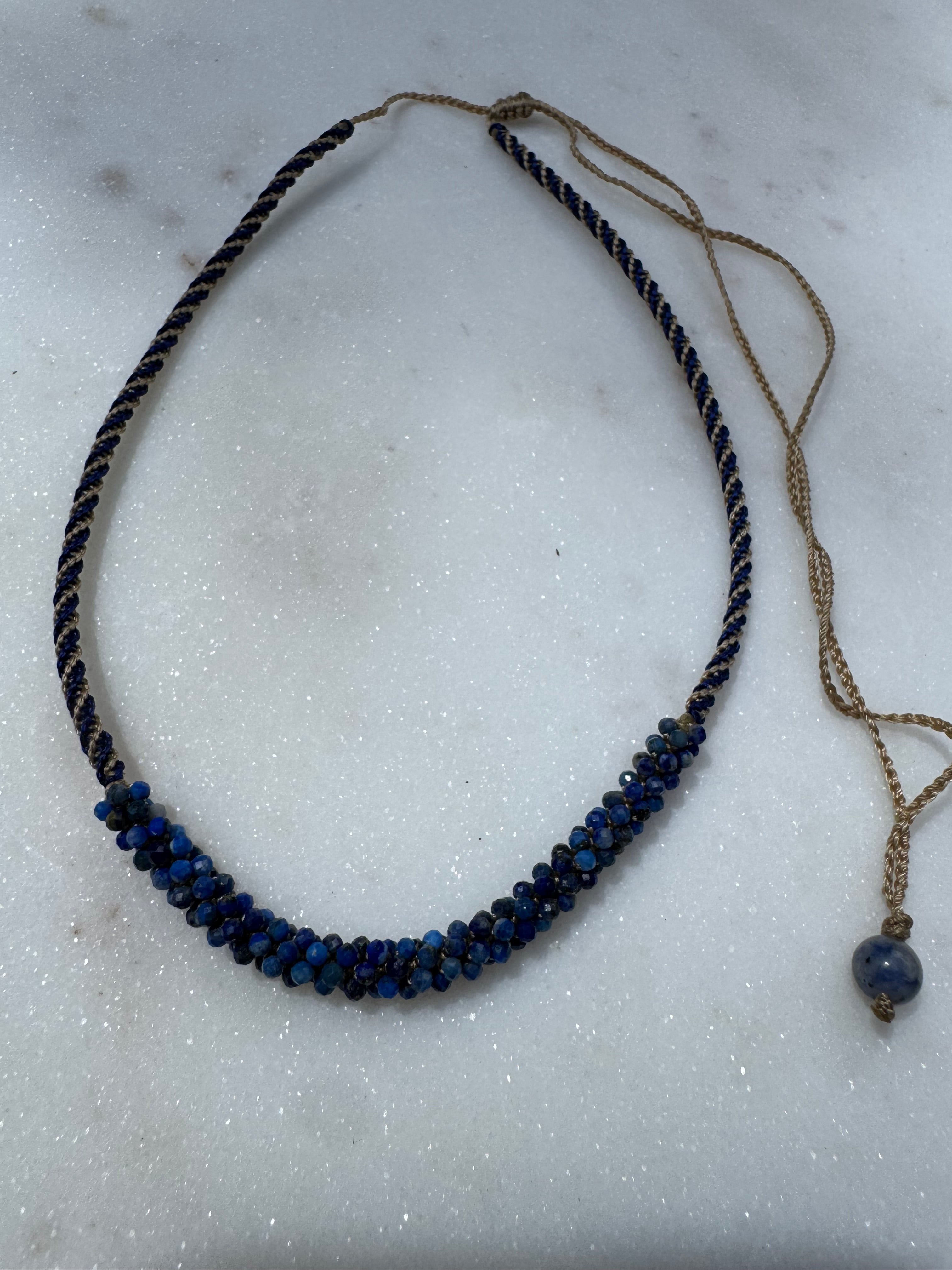 Future Nomads Necklaces Lapis Stone Woven Choker