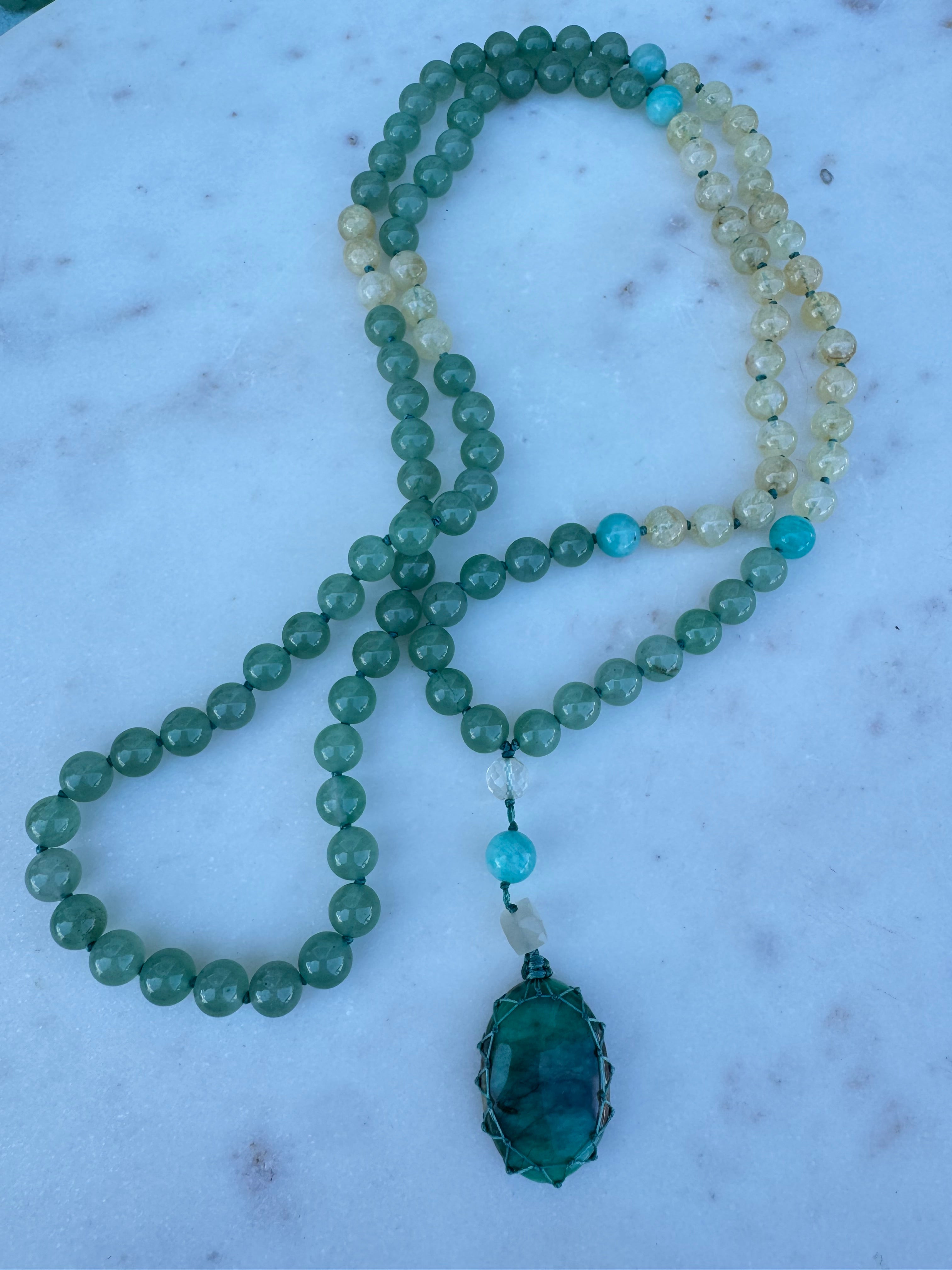 Future Nomads Necklaces One size Citrine & Green Aventurine Mala 1