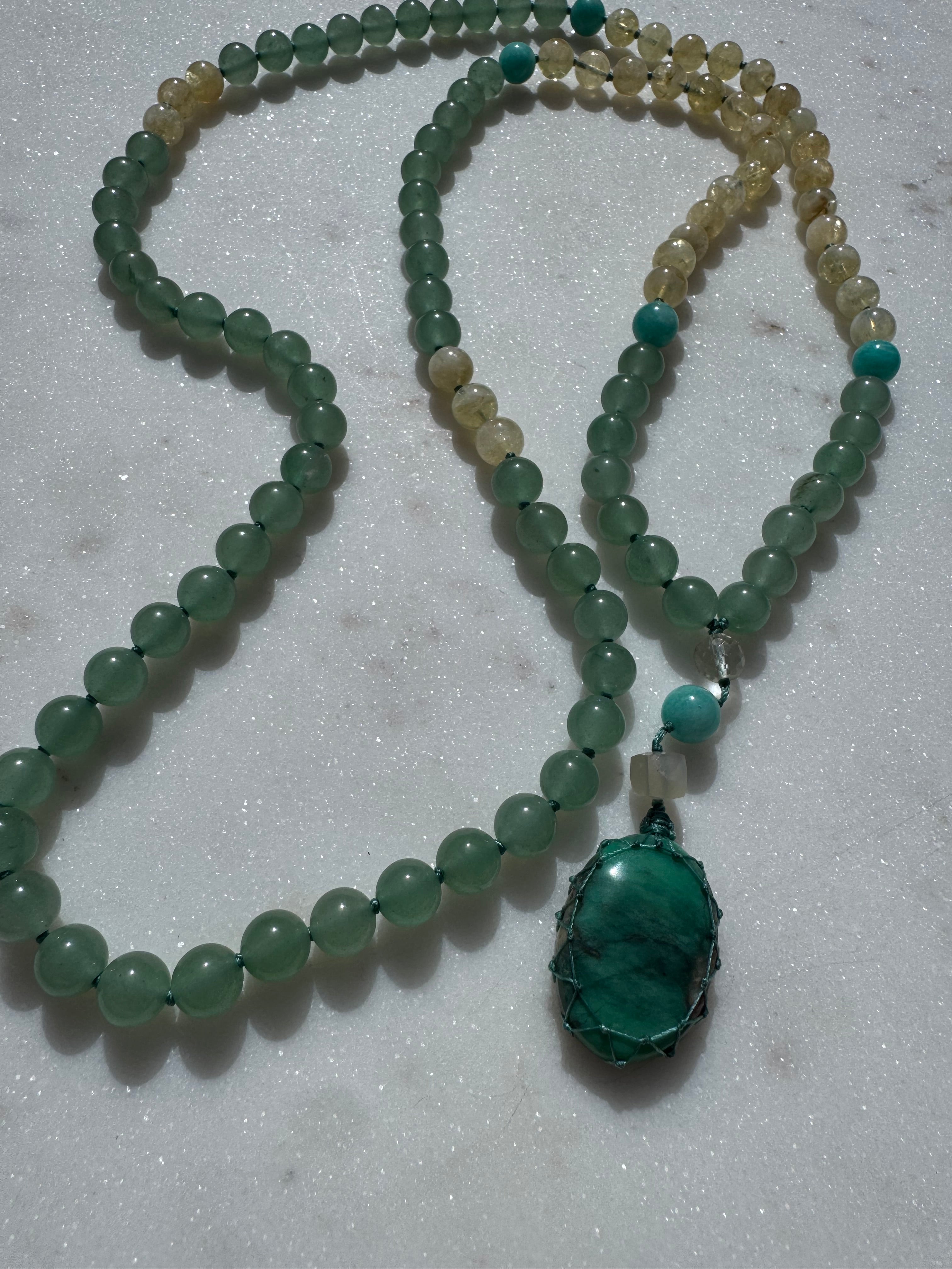 Future Nomads Necklaces One size Citrine & Green Aventurine Mala 1