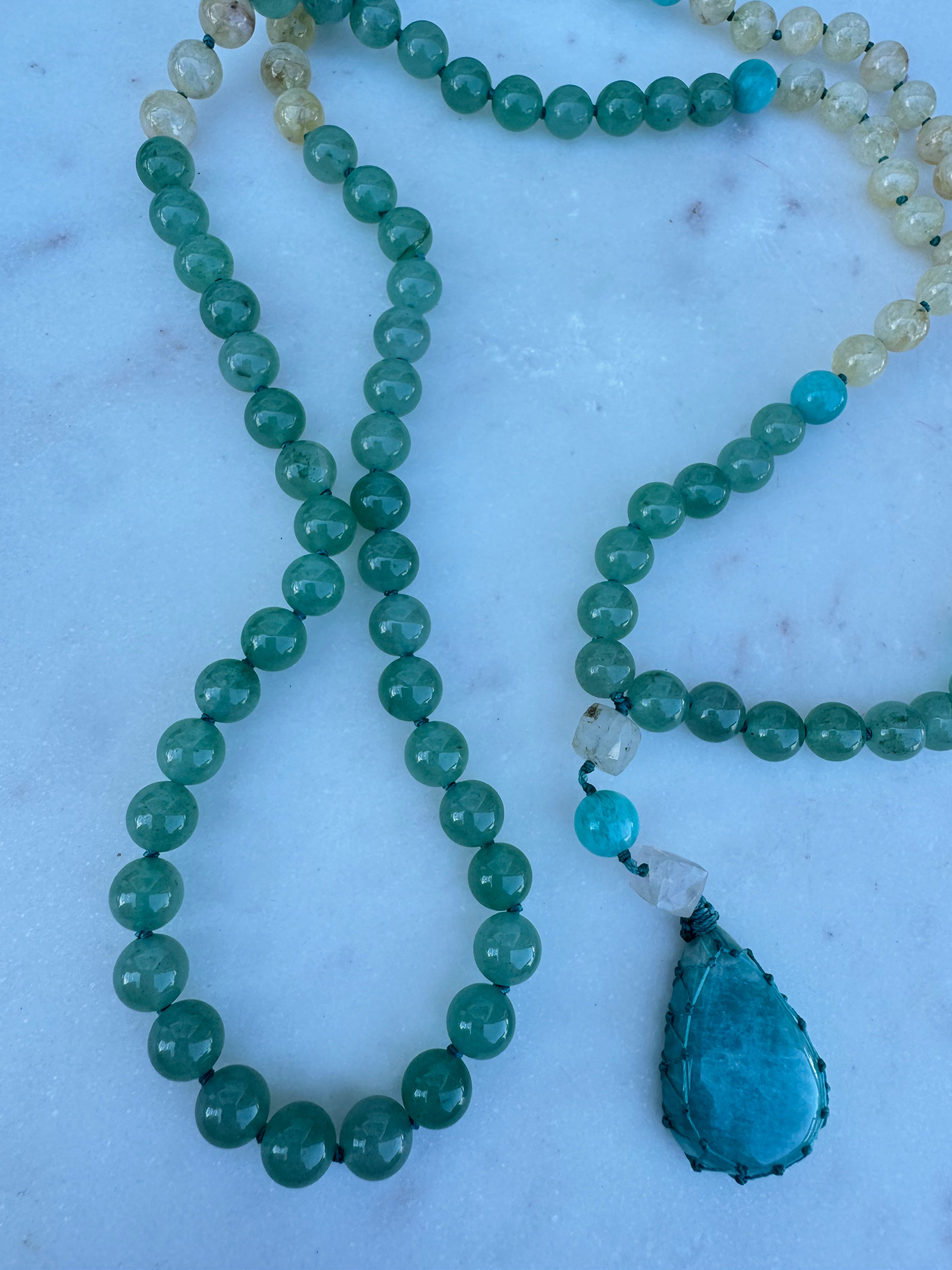 Future Nomads Necklaces One size Citrine & Green Aventurine Mala 2
