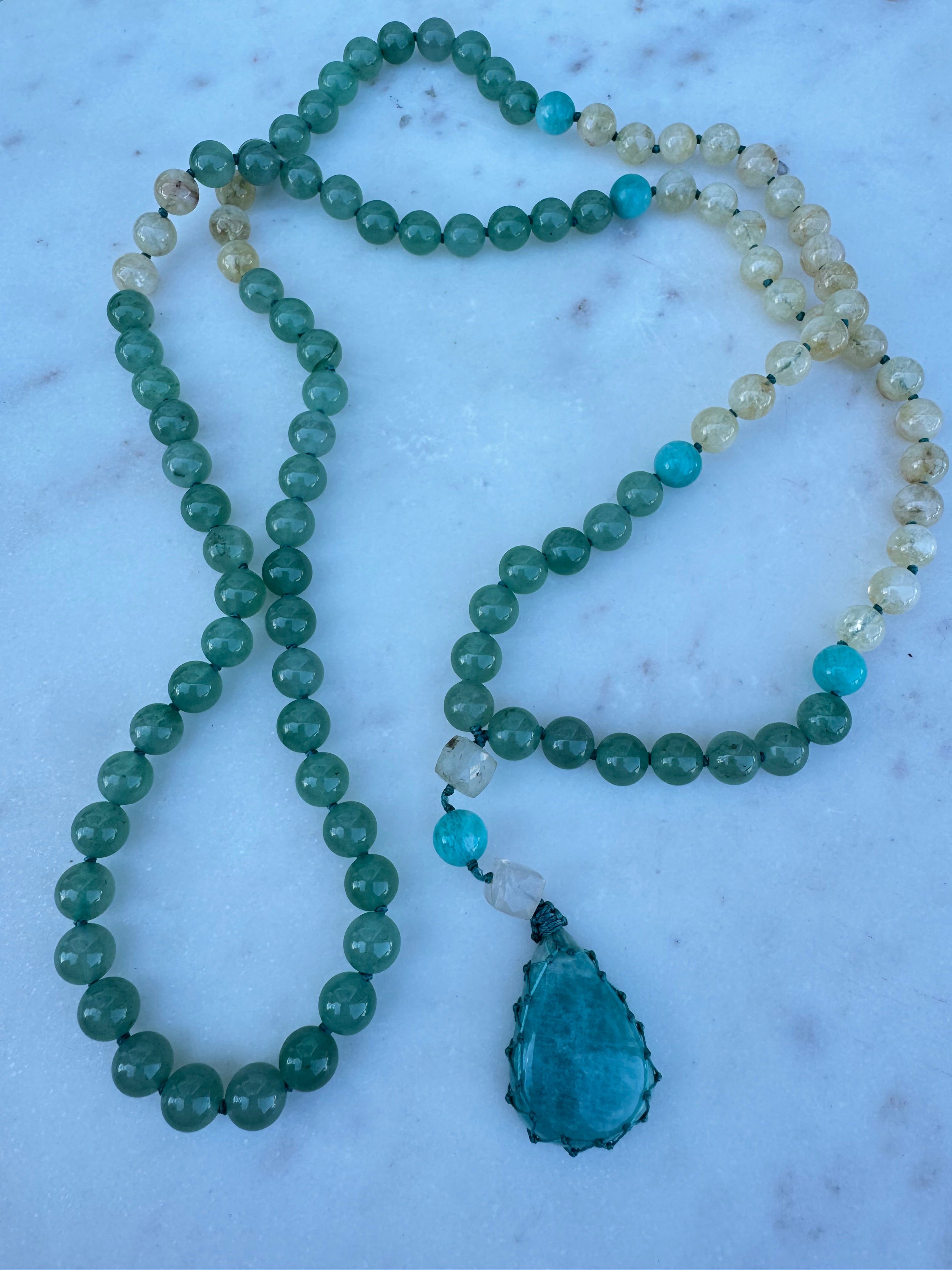 Future Nomads Necklaces One size Citrine & Green Aventurine Mala 2