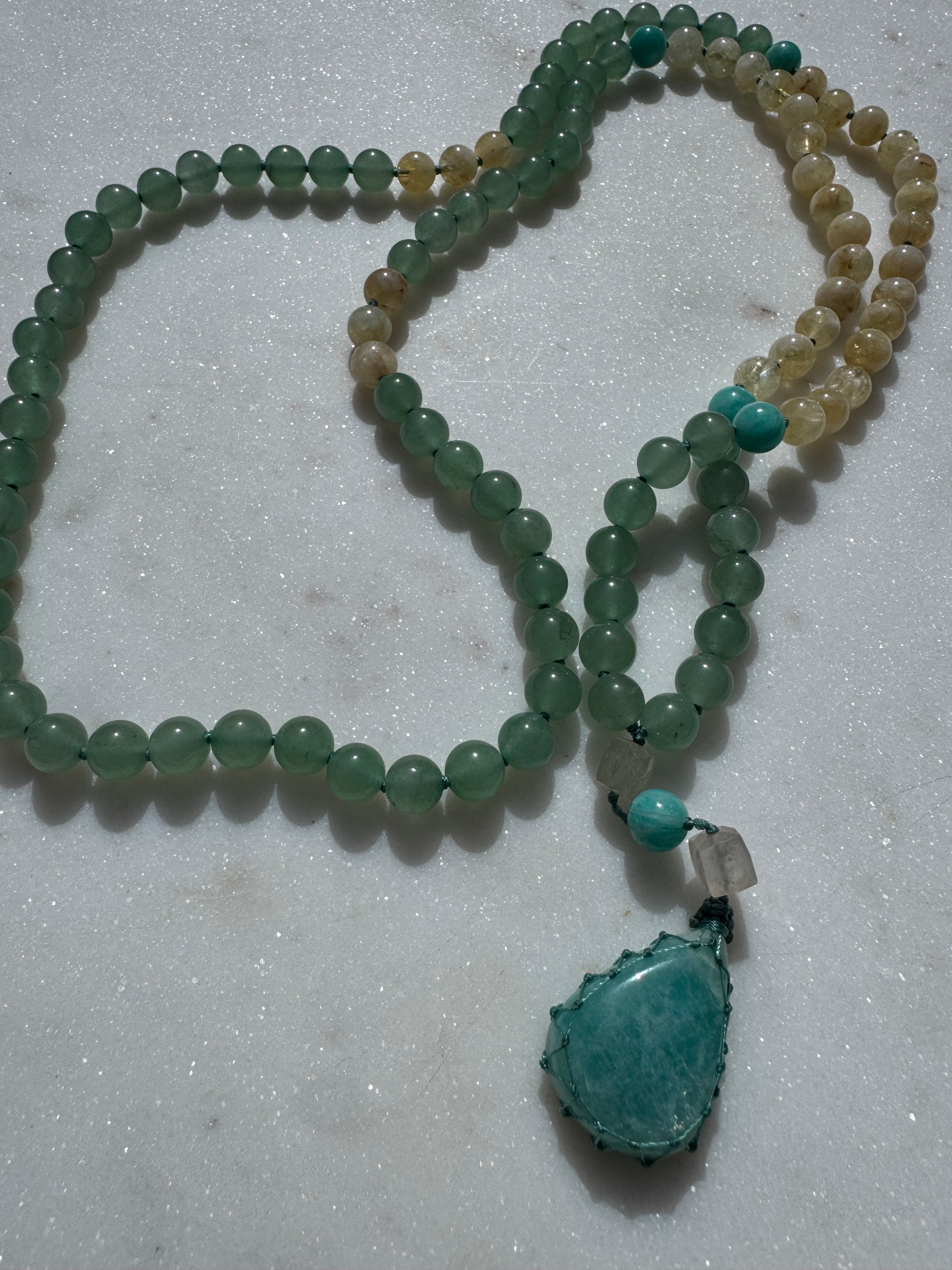Future Nomads Necklaces One size Citrine & Green Aventurine Mala 2