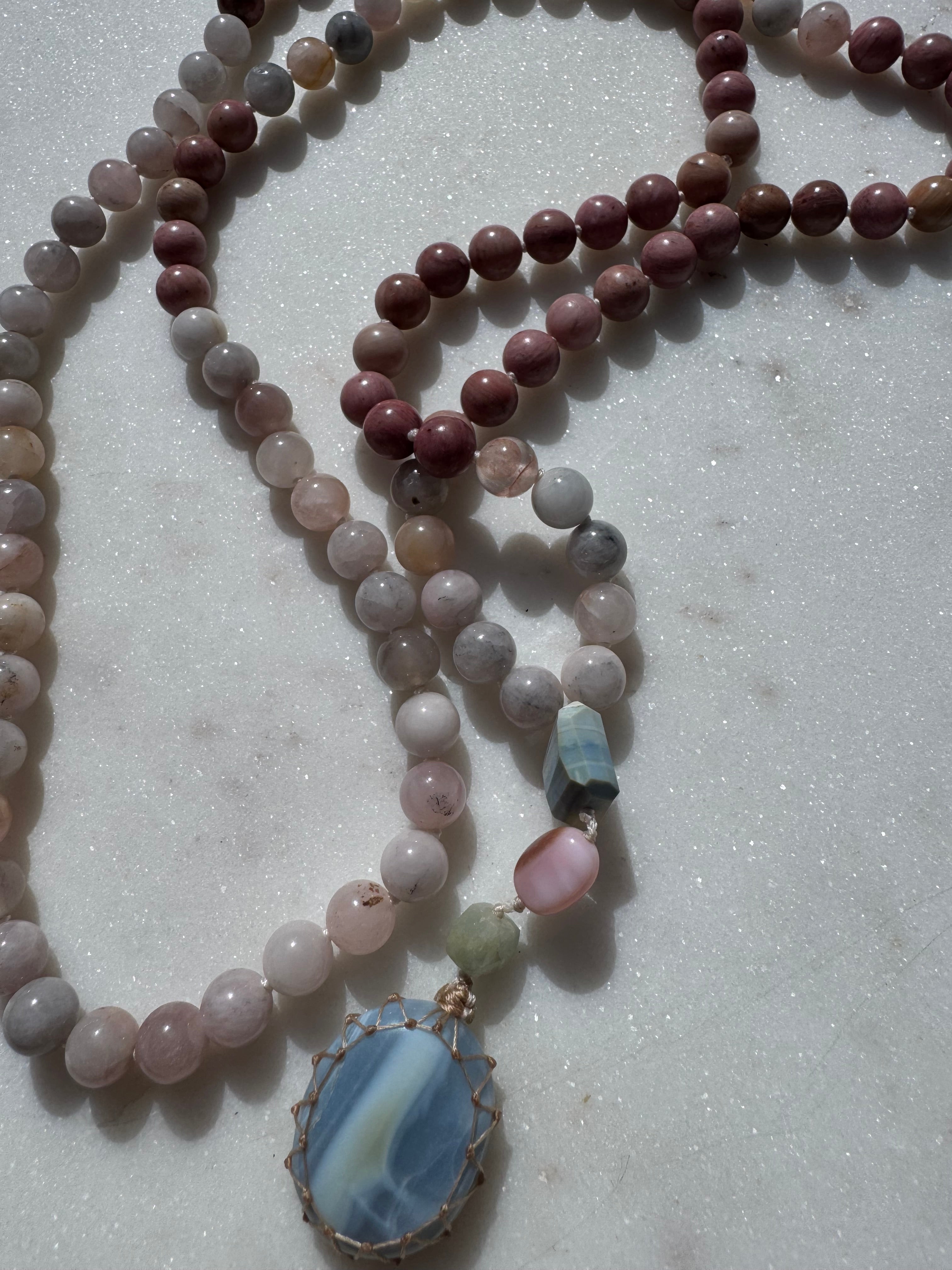 Future Nomads Necklaces One size Morganite & Rhodonite Crystal Mala 1