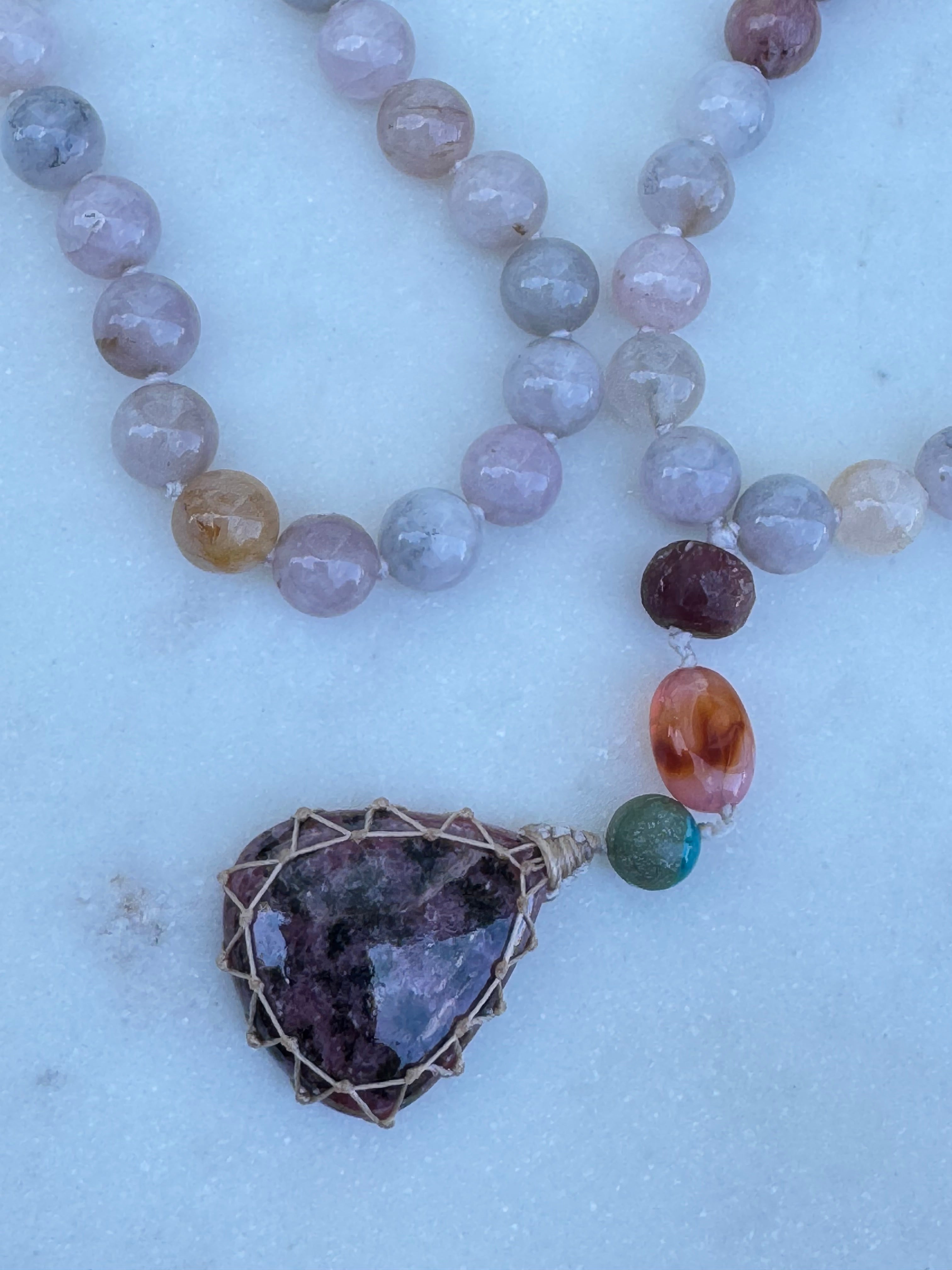 Future Nomads Necklaces One size Morganite & Rhodonite Crystal Mala 2
