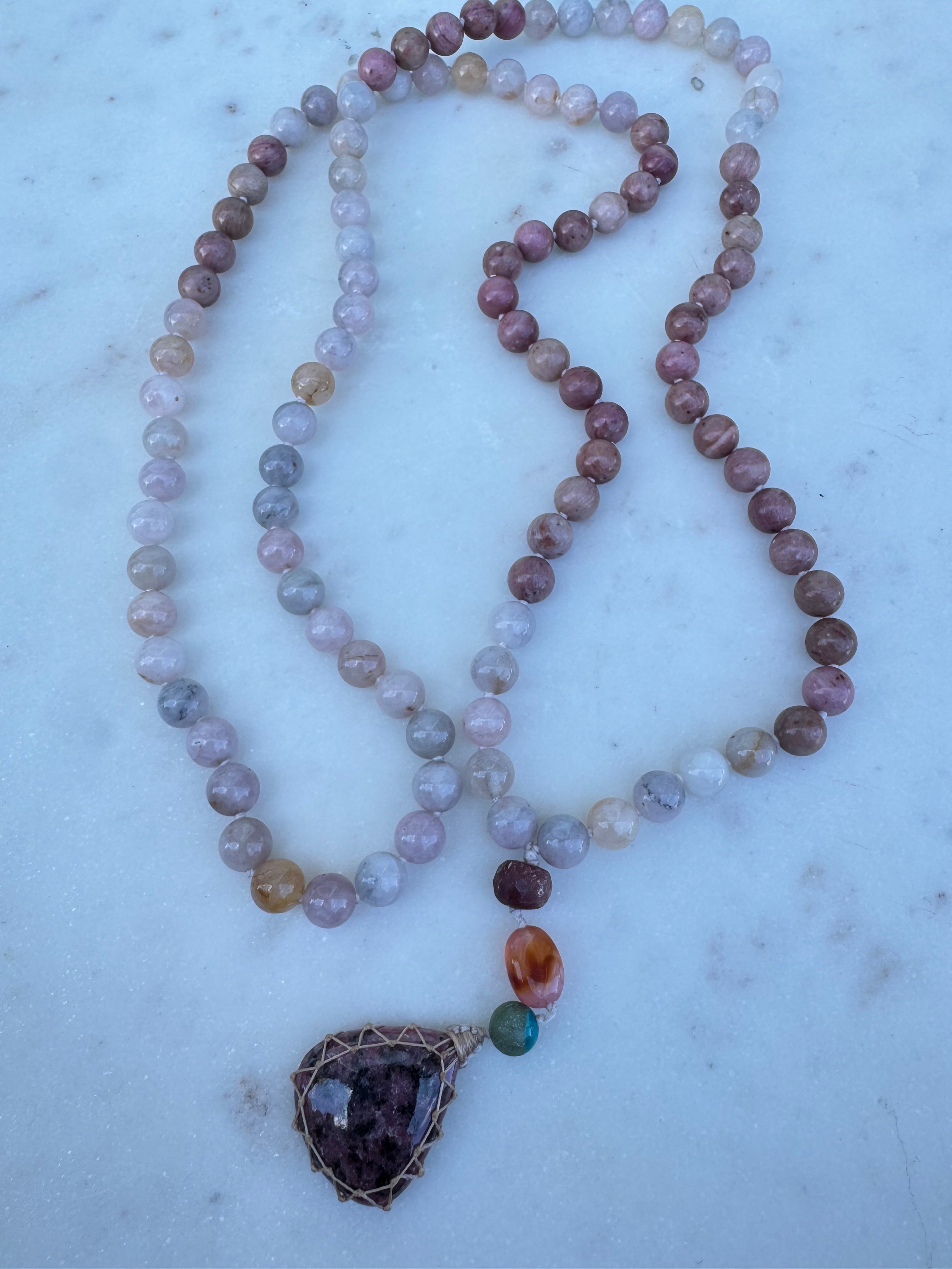 Future Nomads Necklaces One size Morganite & Rhodonite Crystal Mala 2