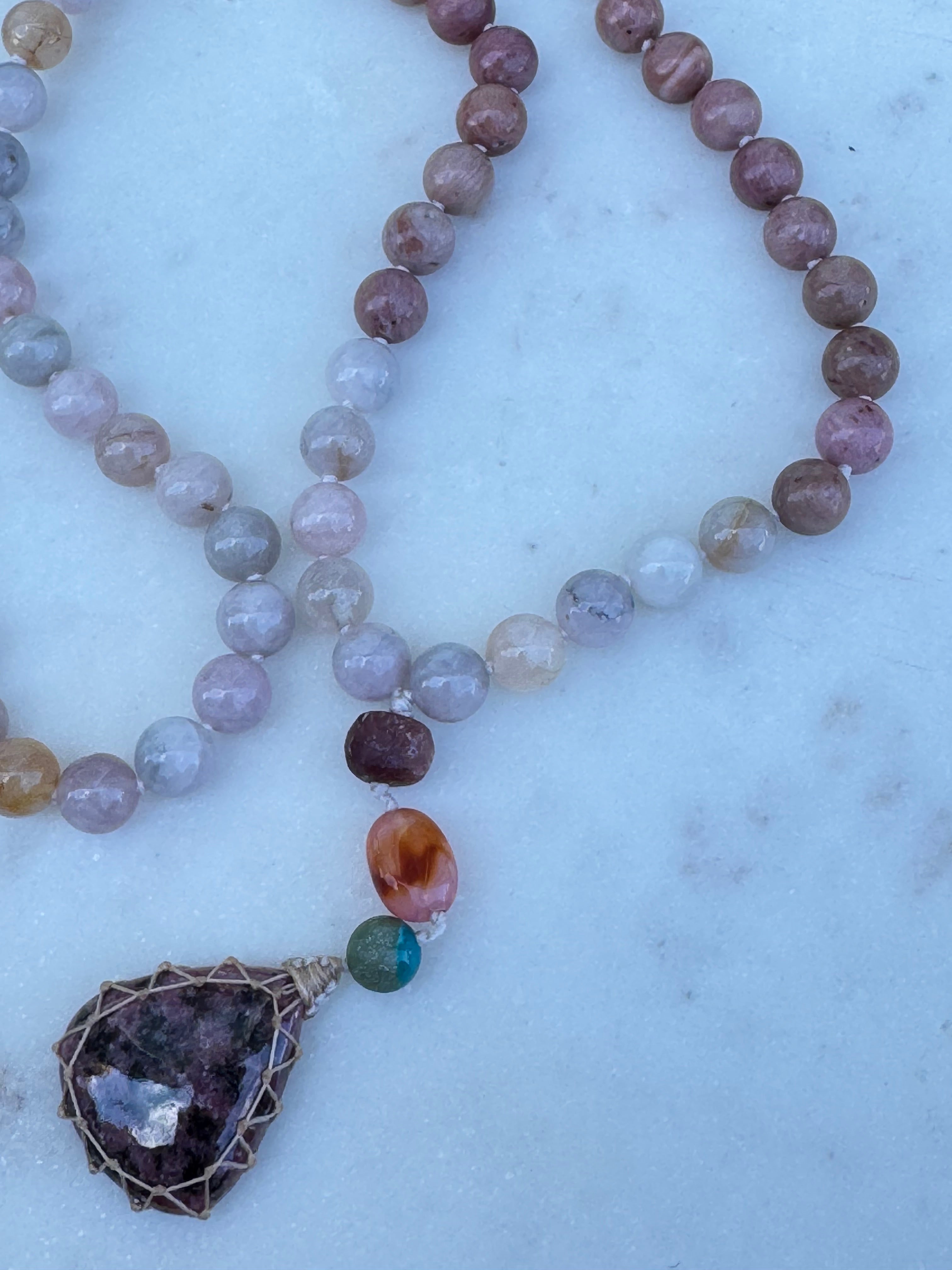 Future Nomads Necklaces One size Morganite & Rhodonite Crystal Mala 2