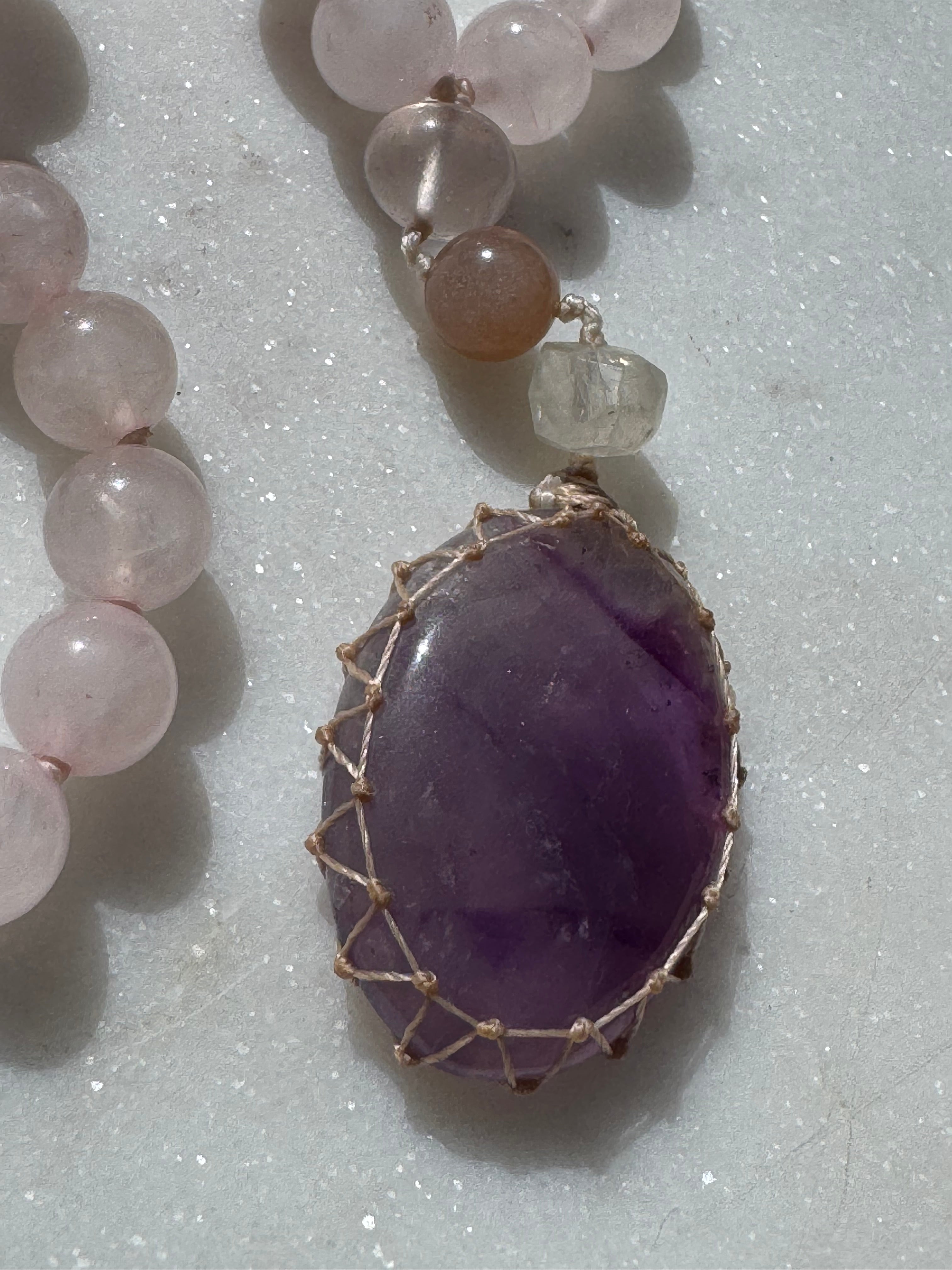 Future Nomads Necklaces One size Rose Quartz & Rainbow Moonstone Mala 1