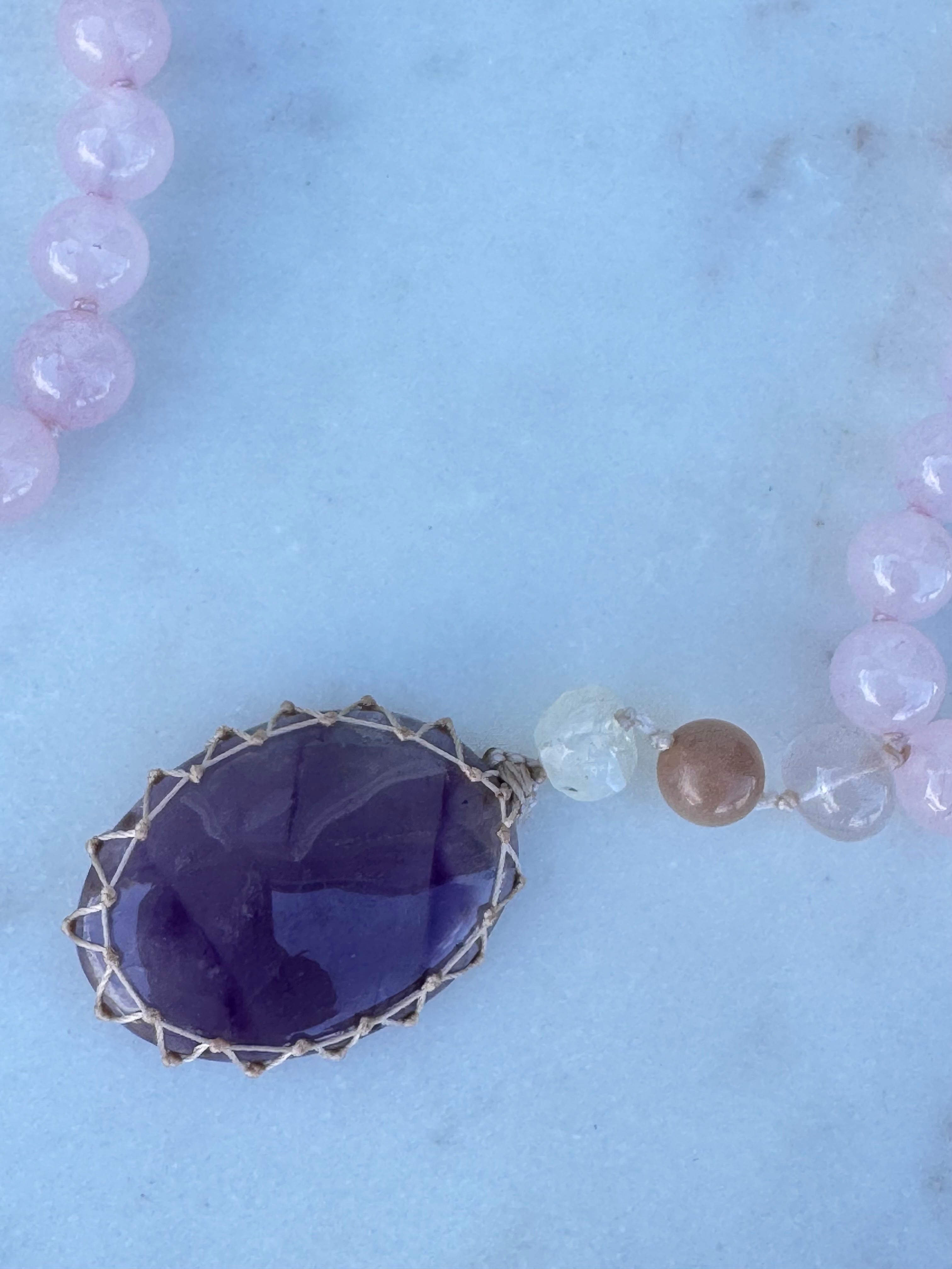 Future Nomads Necklaces One size Rose Quartz & Rainbow Moonstone Mala 2