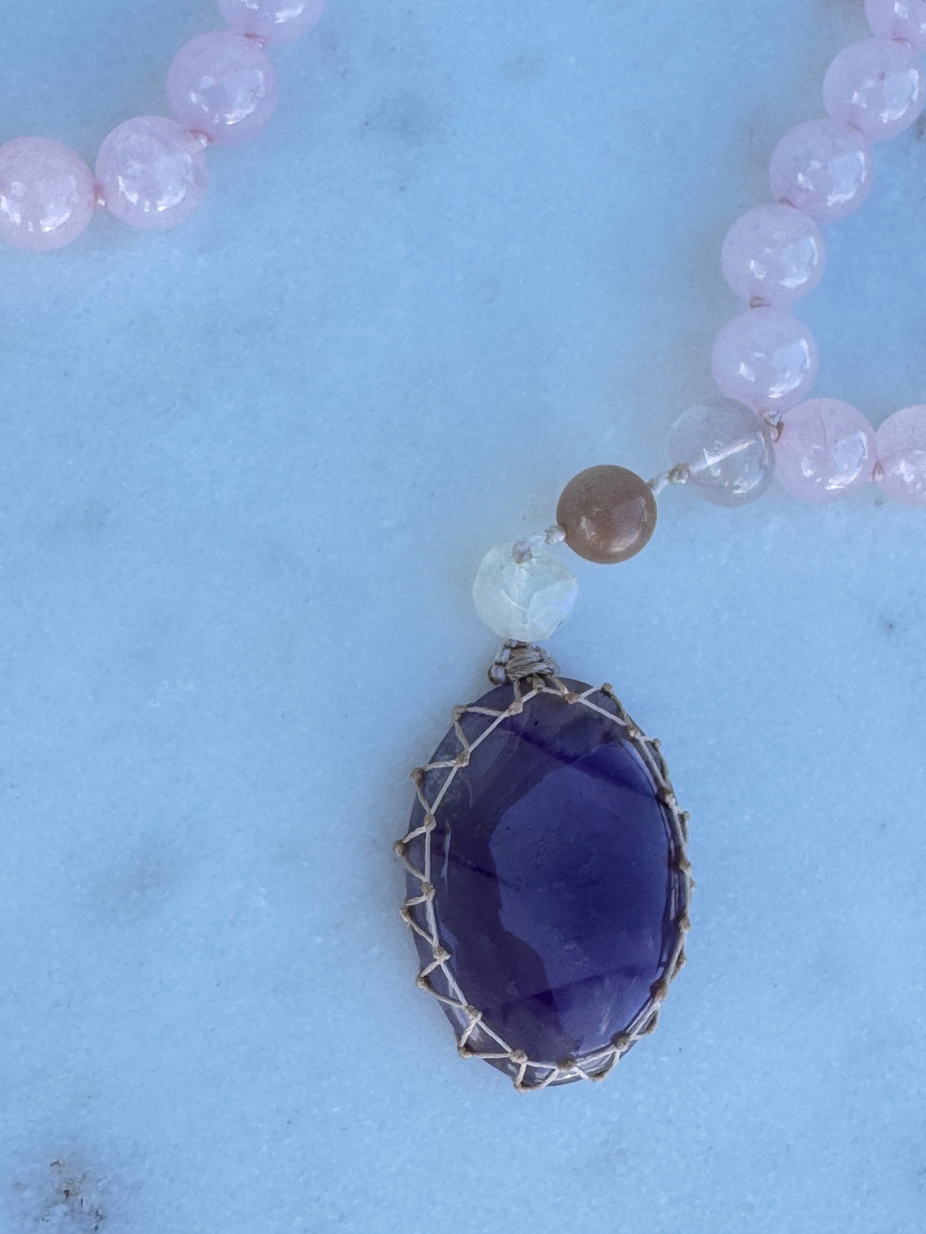 Future Nomads Necklaces One size Rose Quartz & Rainbow Moonstone Mala 2