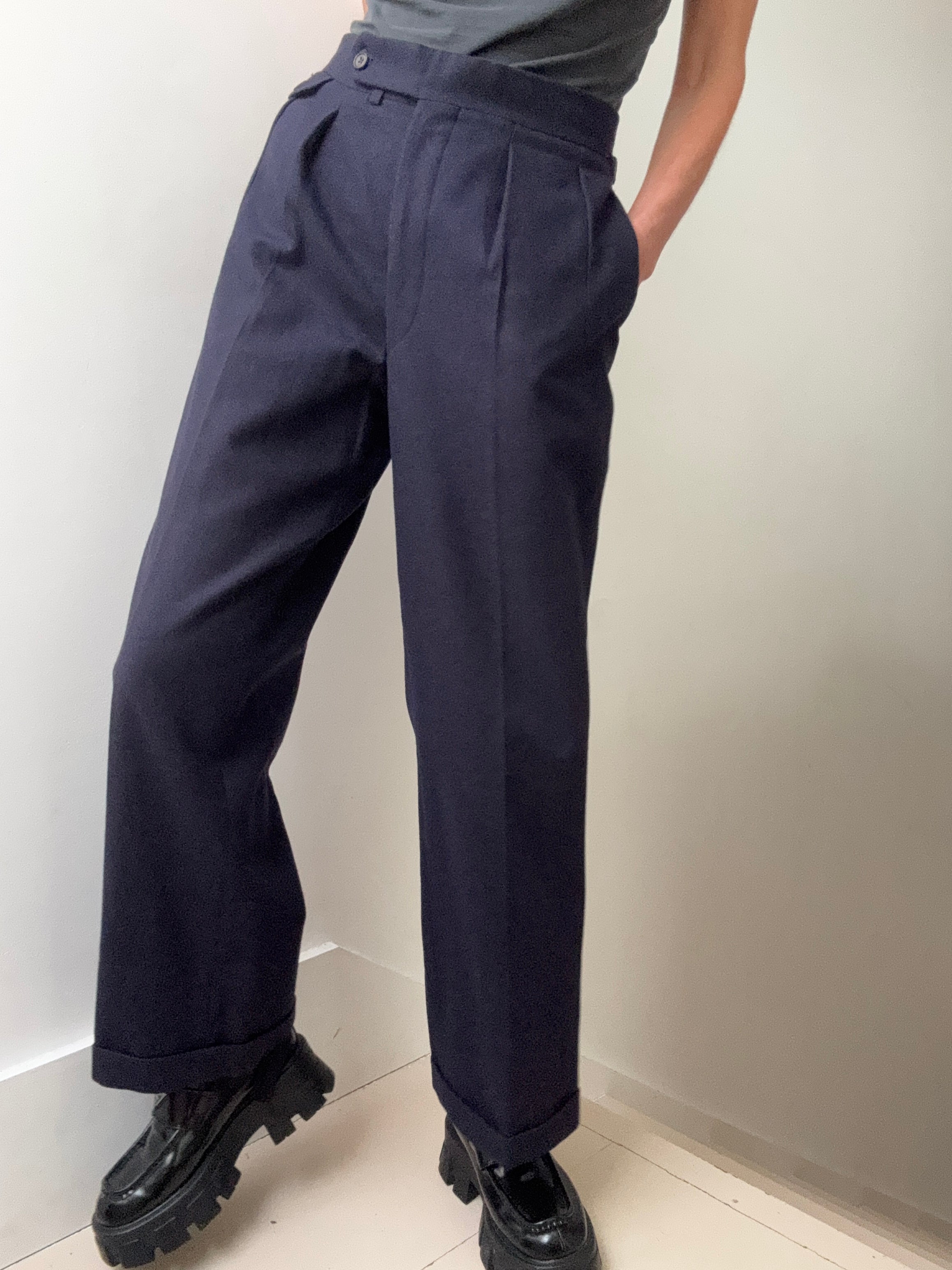 Vintage Navy Wool Stanbury Pants | Pants