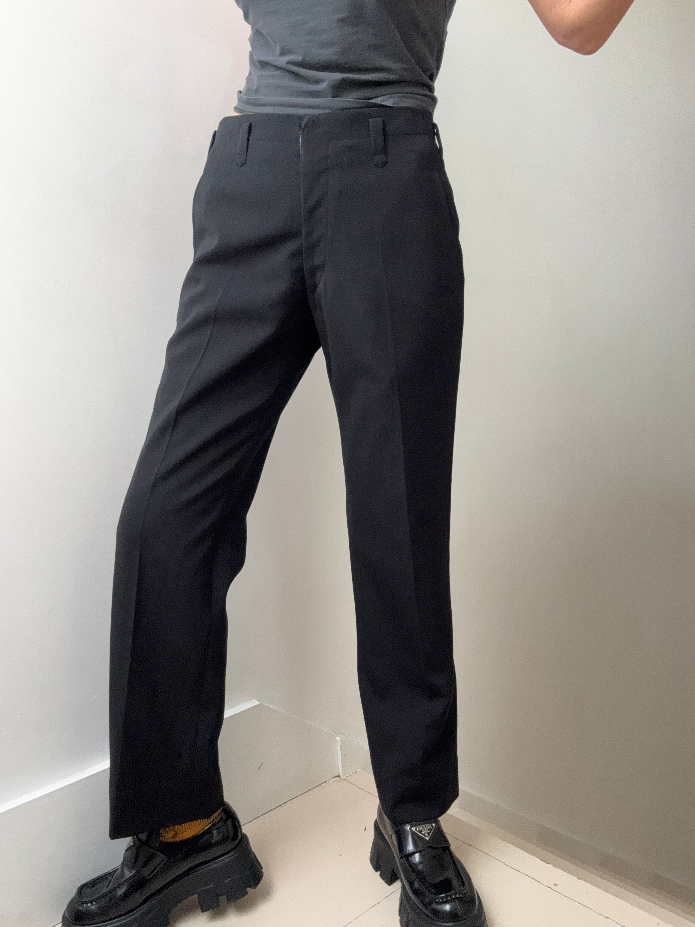Vintage Crisp Black Wool Pants | Pants