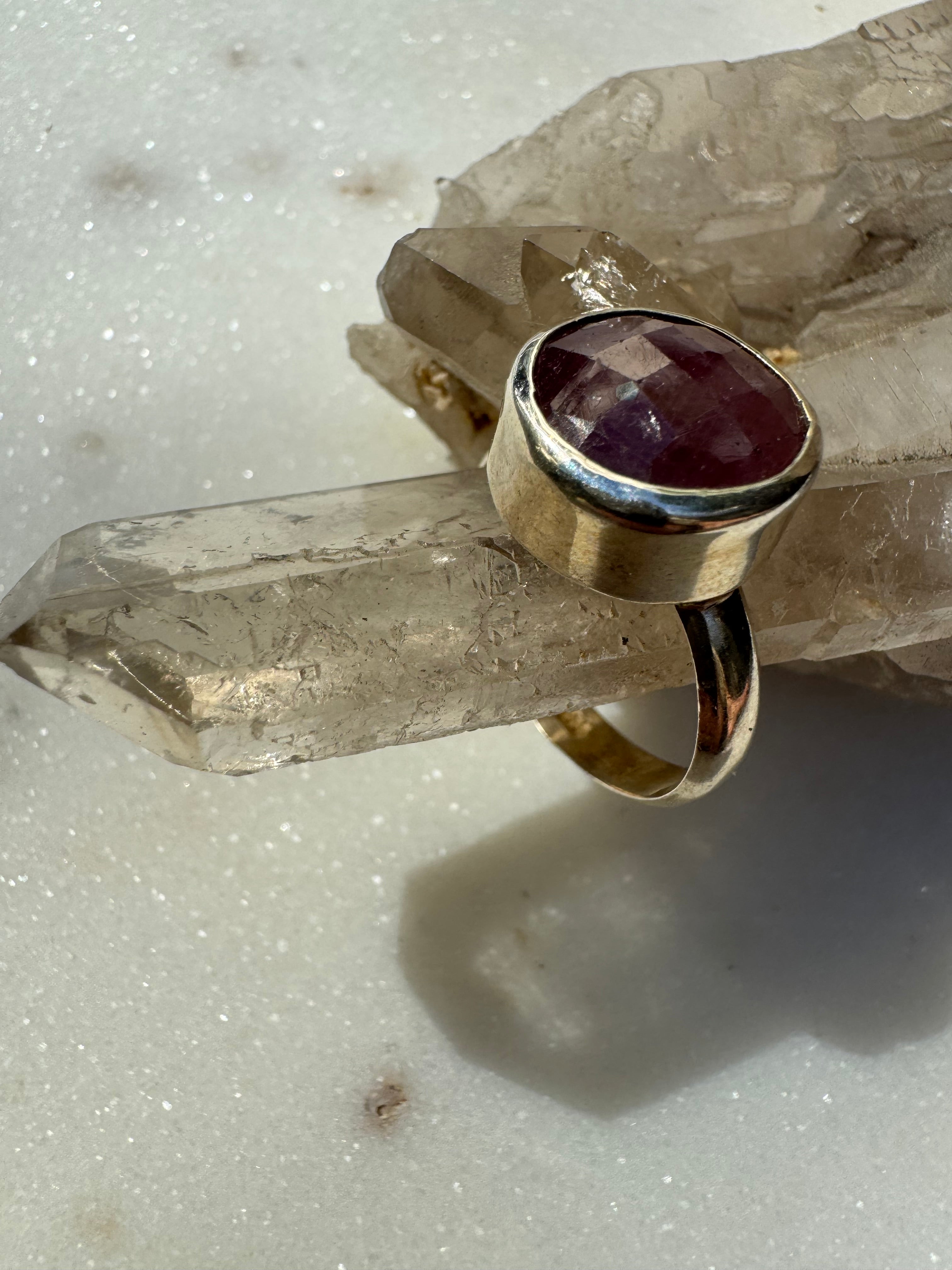 Gemstone Silver Ring Ruby Circle | Rings