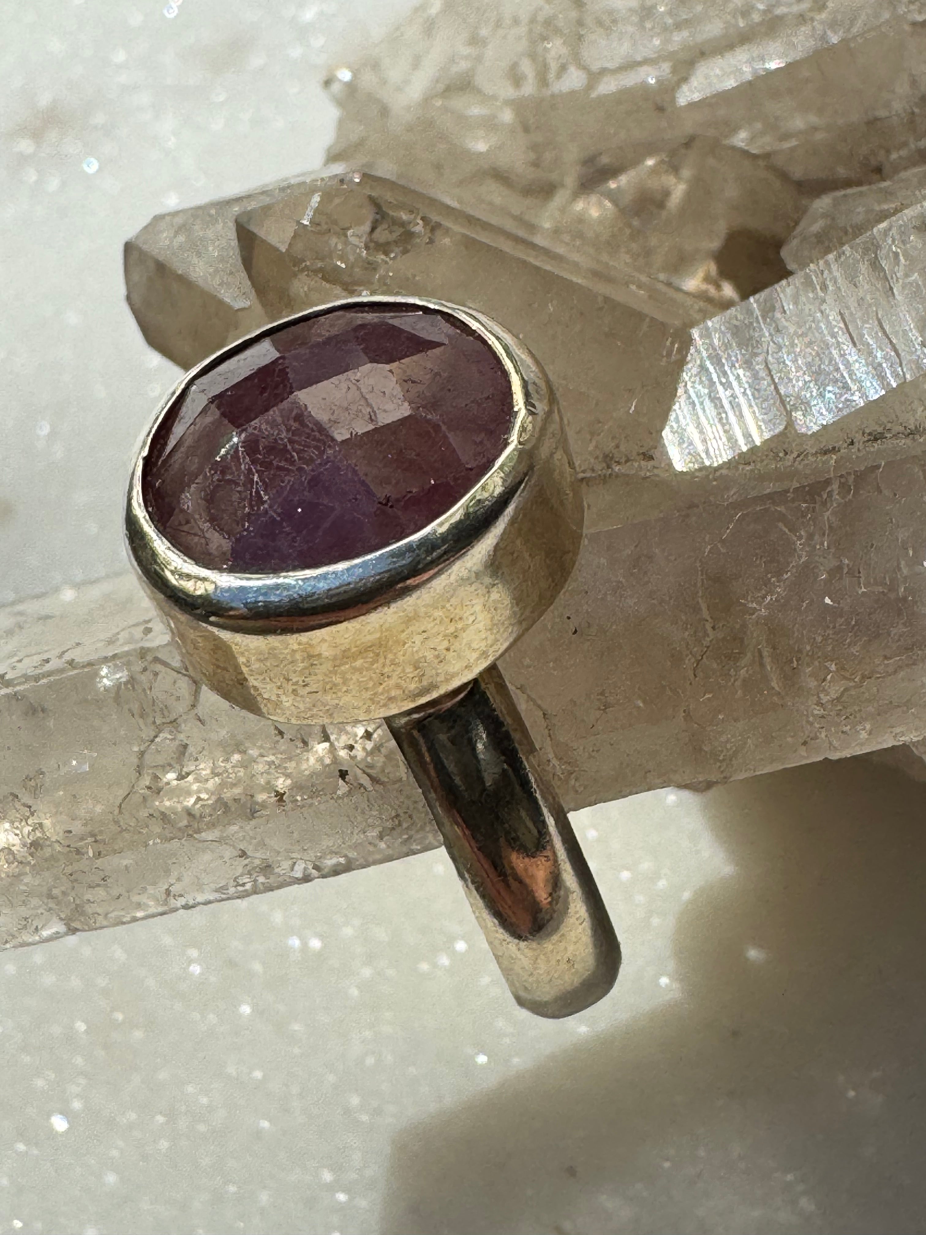 Gemstone Silver Ring Ruby Circle | Rings