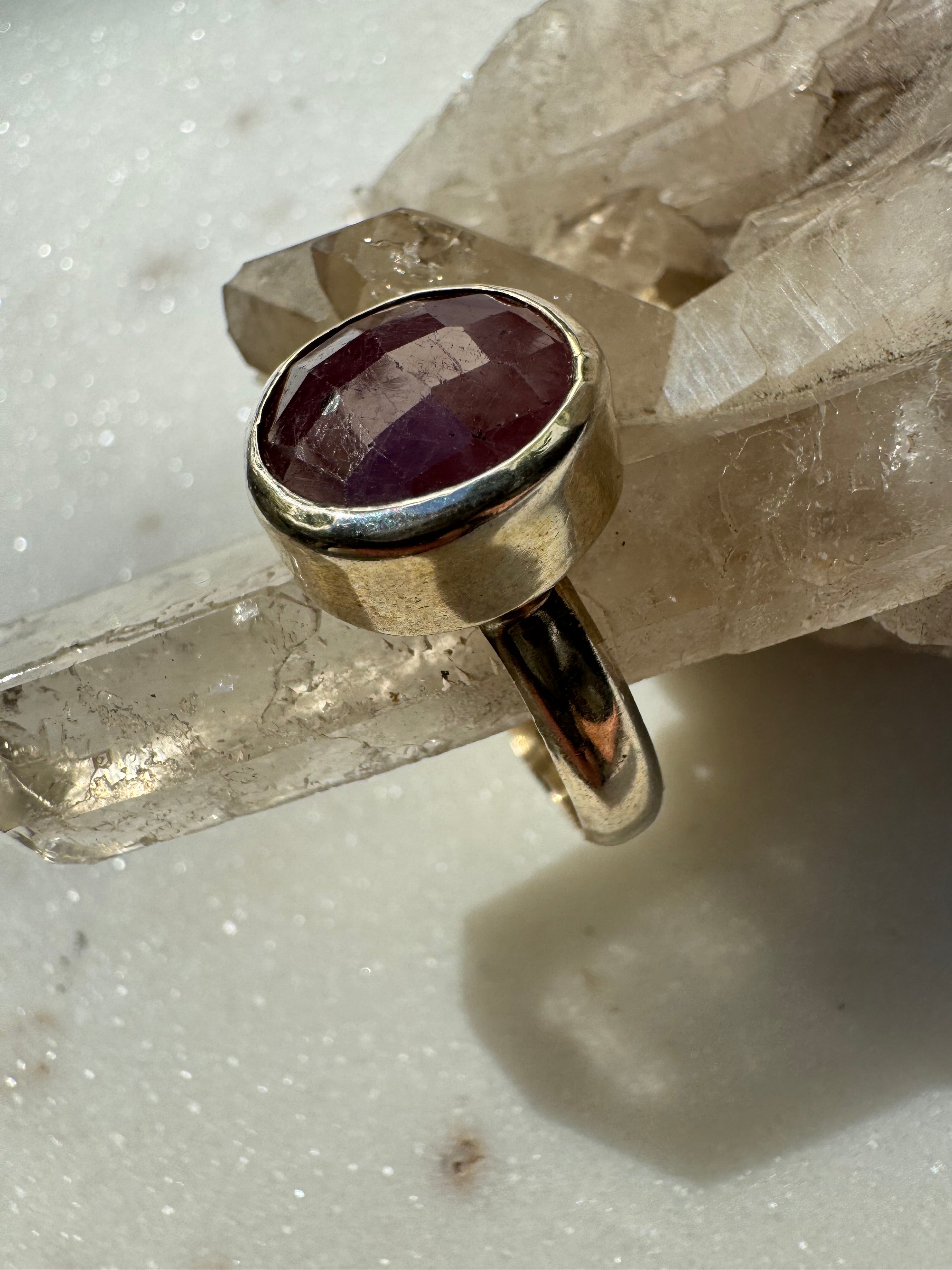 Gemstone Silver Ring Ruby Circle | Rings