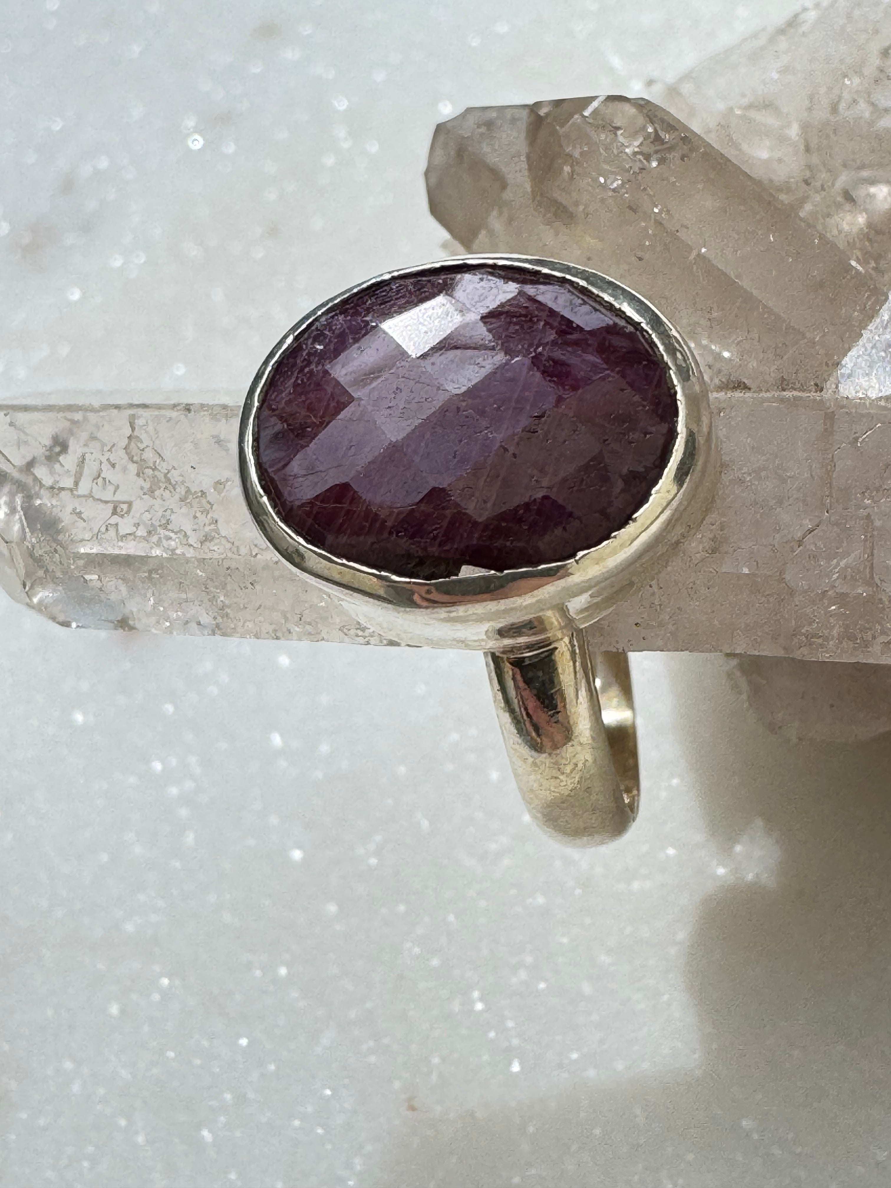 Gemstone Silver Ring Ruby Oval | Rings