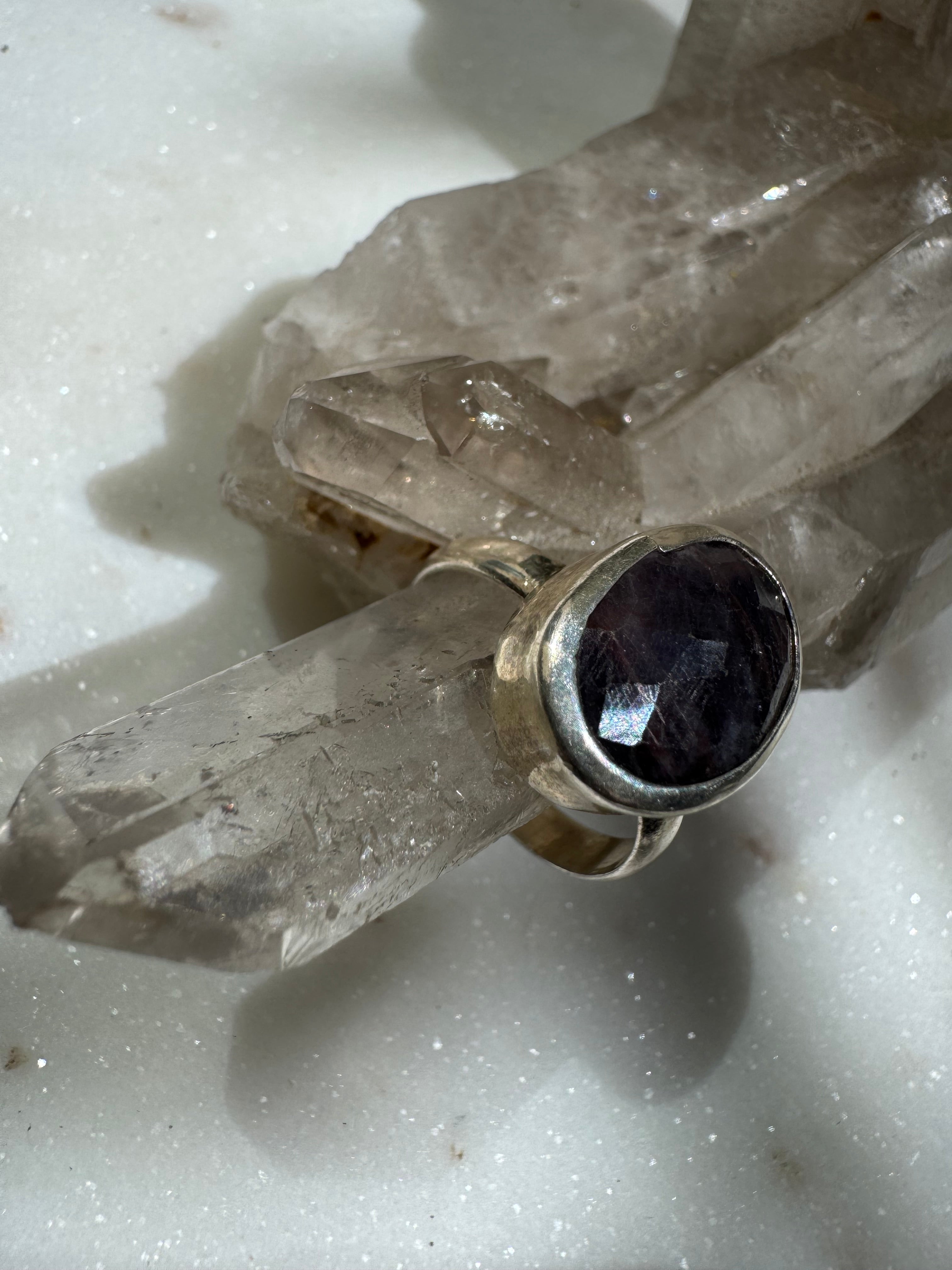 Gemstone Silver Ring Smokey Brown Oval | Rings