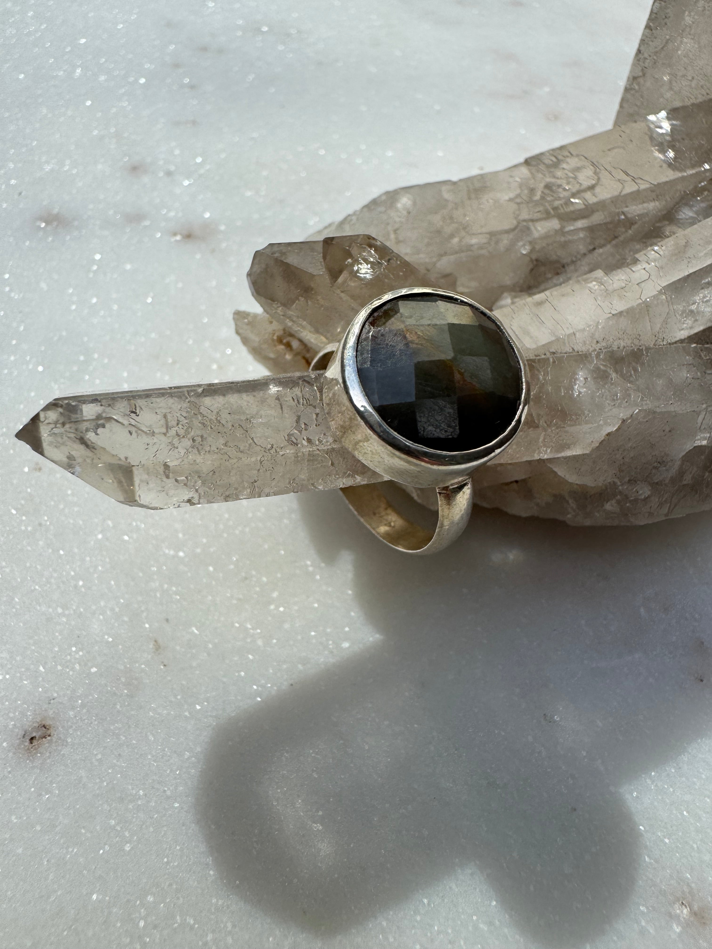 Gemstone Silver Ring Smokeygrey Circle | Rings