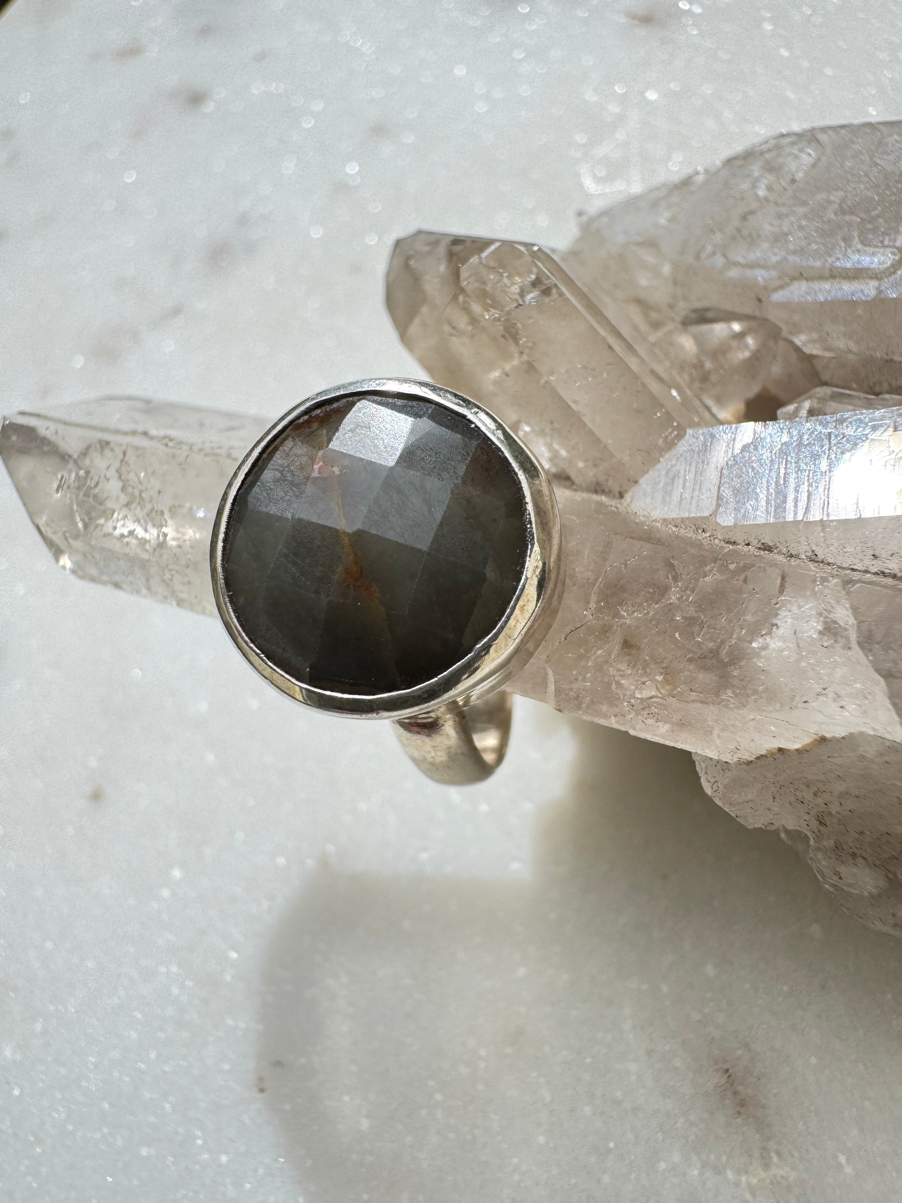 Gemstone Silver Ring Smokeygrey Circle | Rings