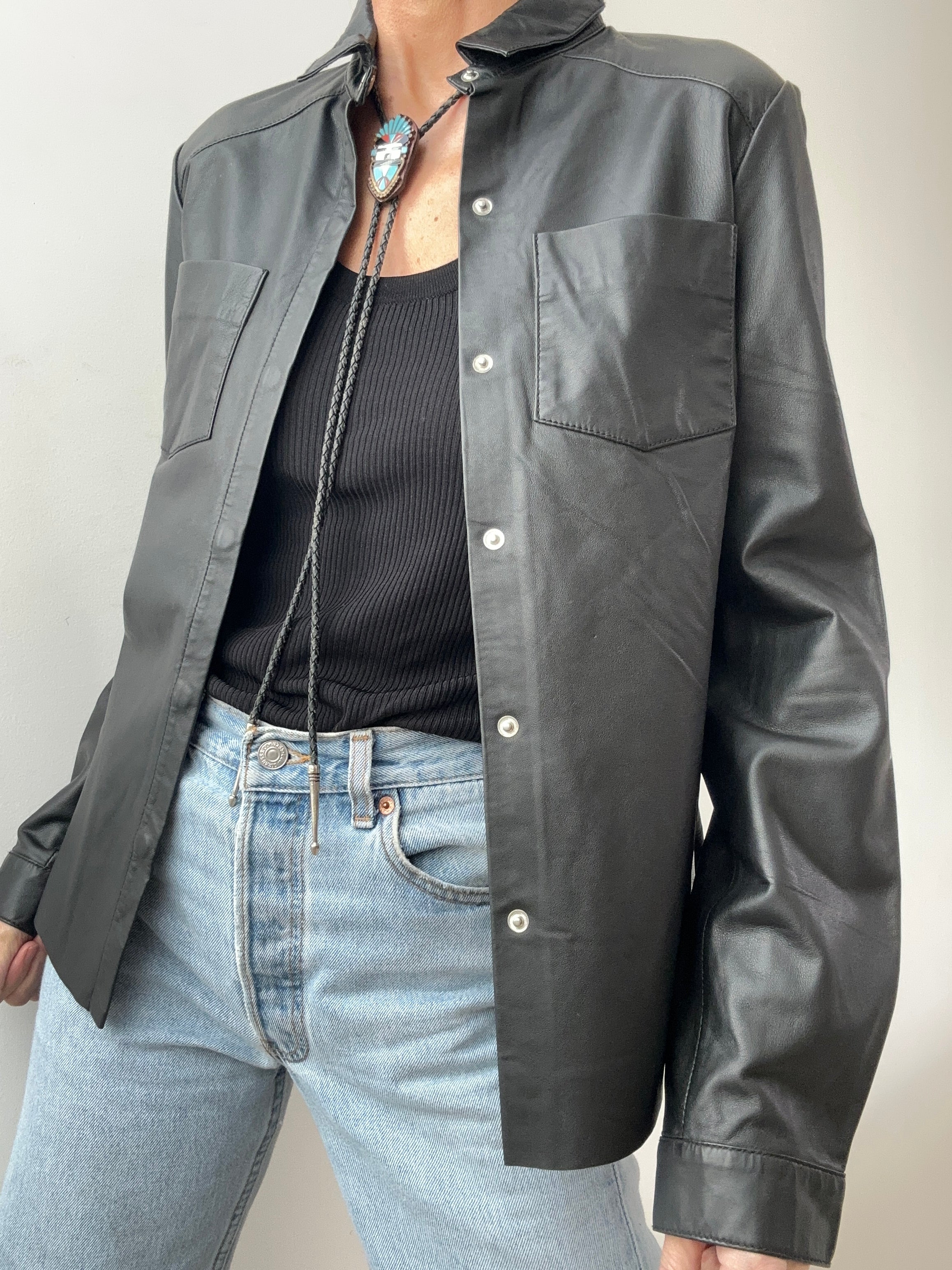 Vintage Leather Shirt Black | Shirts