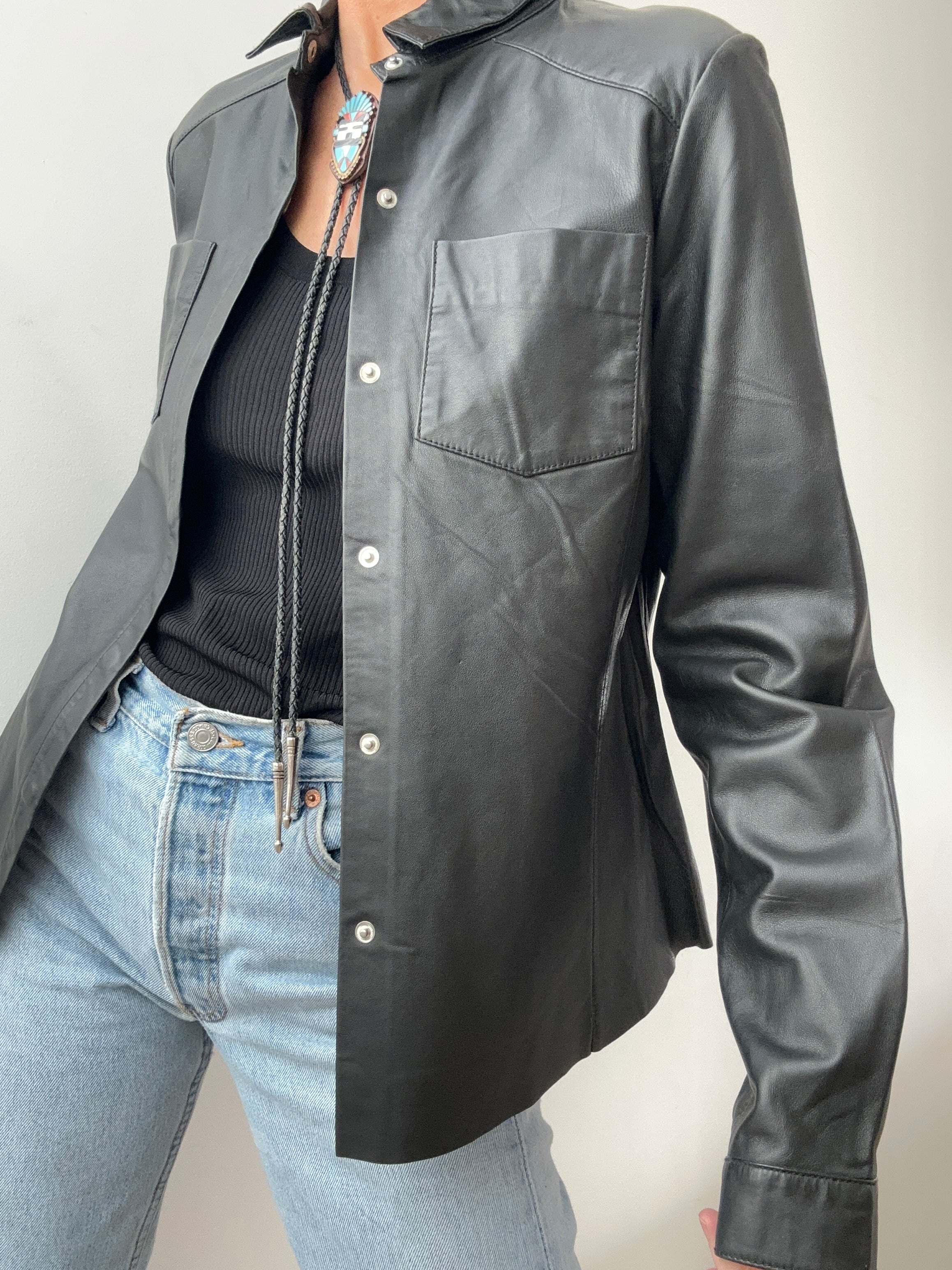 Vintage Leather Shirt Black | Shirts