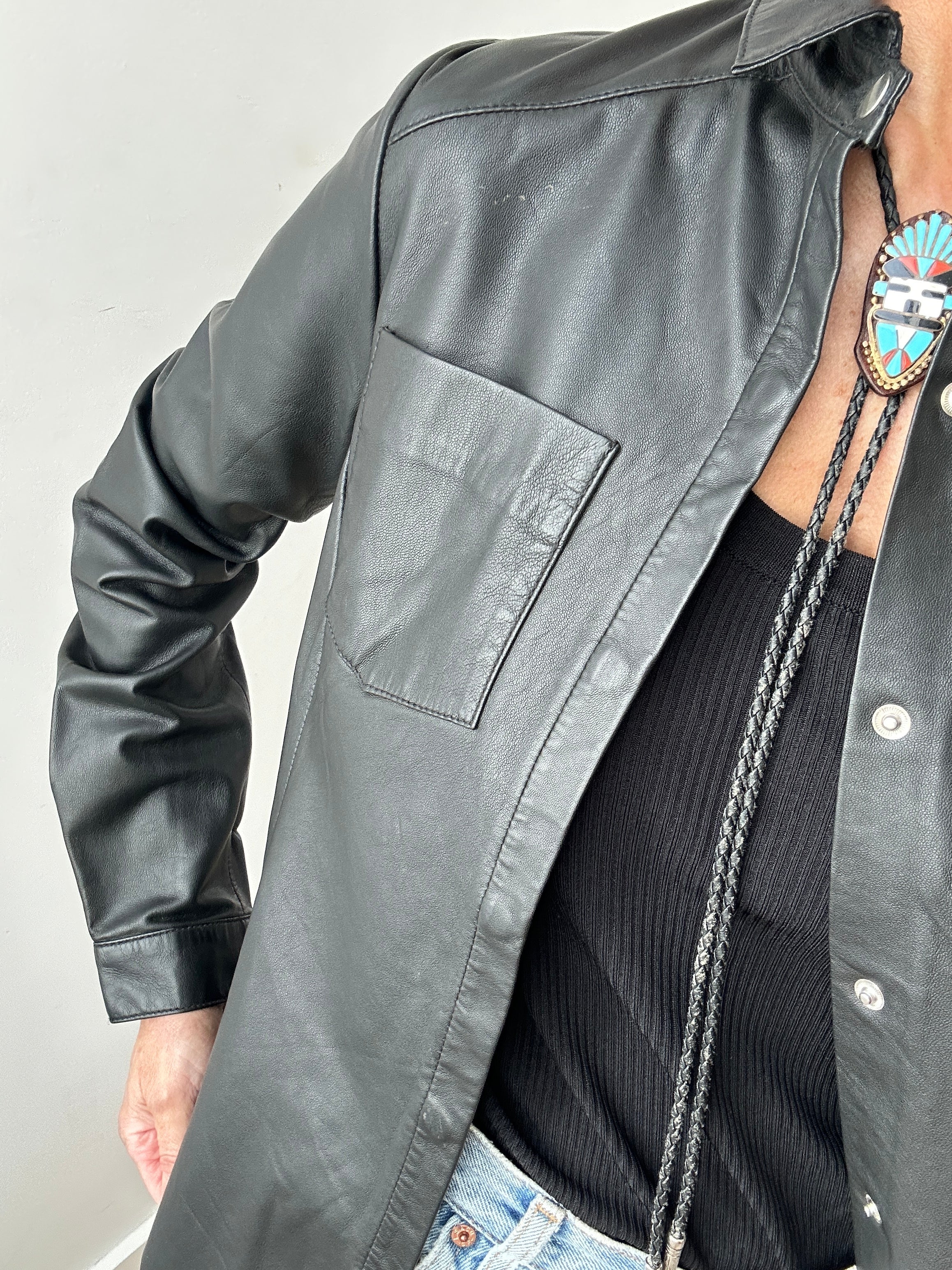 Vintage Leather Shirt Black | Shirts