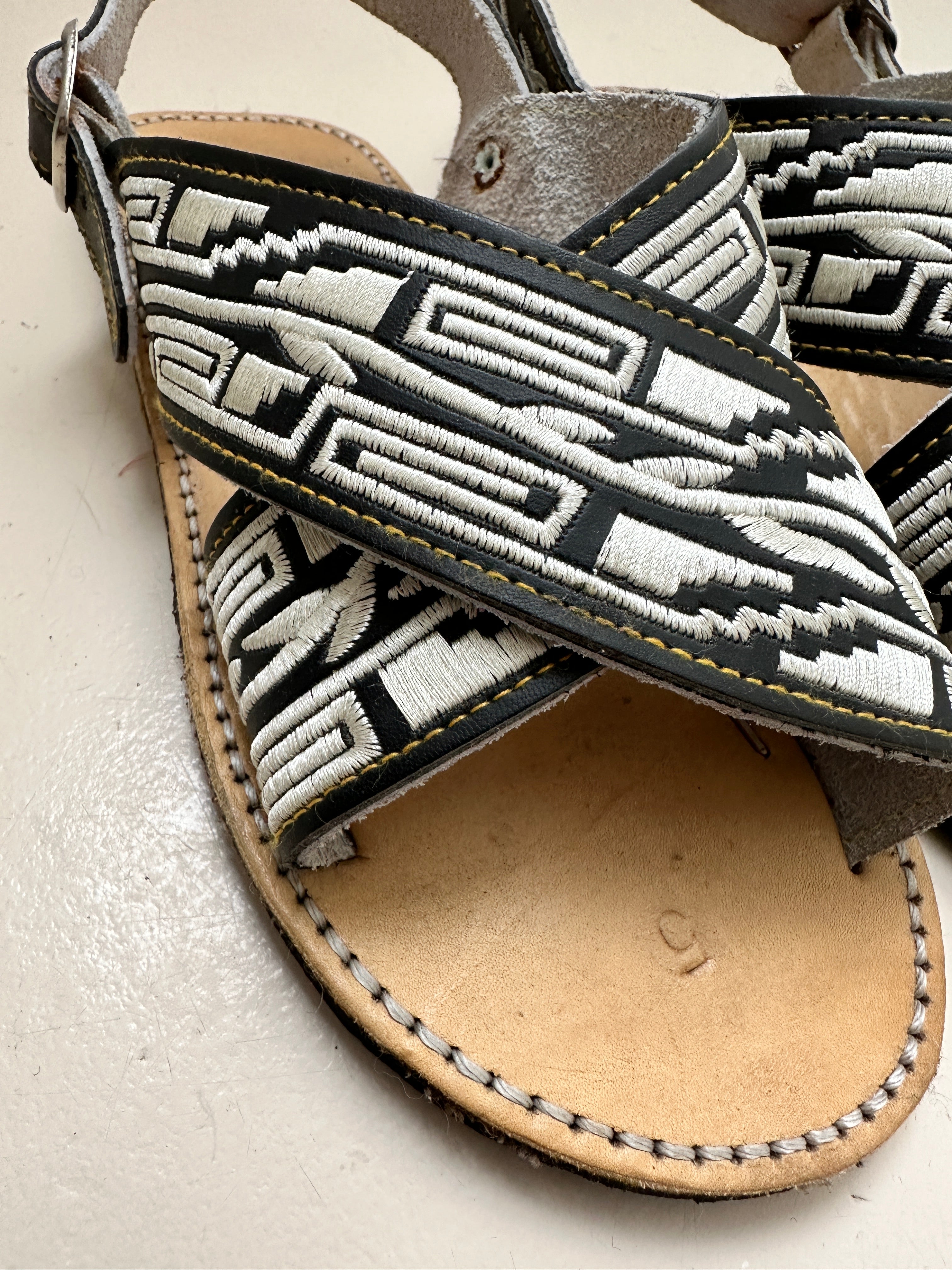 Embroidered Black Sandal | Shoes