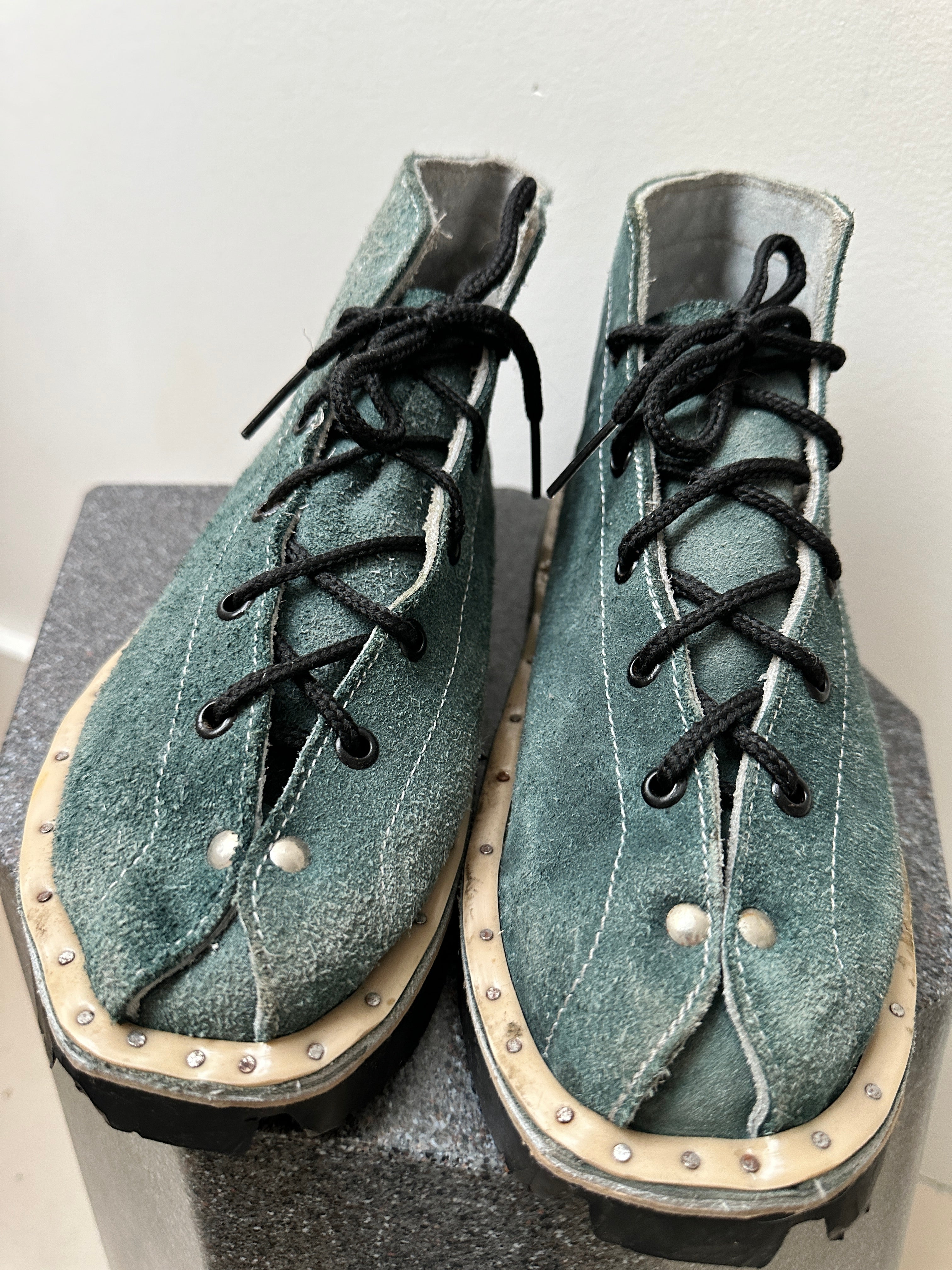 Handmade Boots With Tyre Sole Teal | Shoes