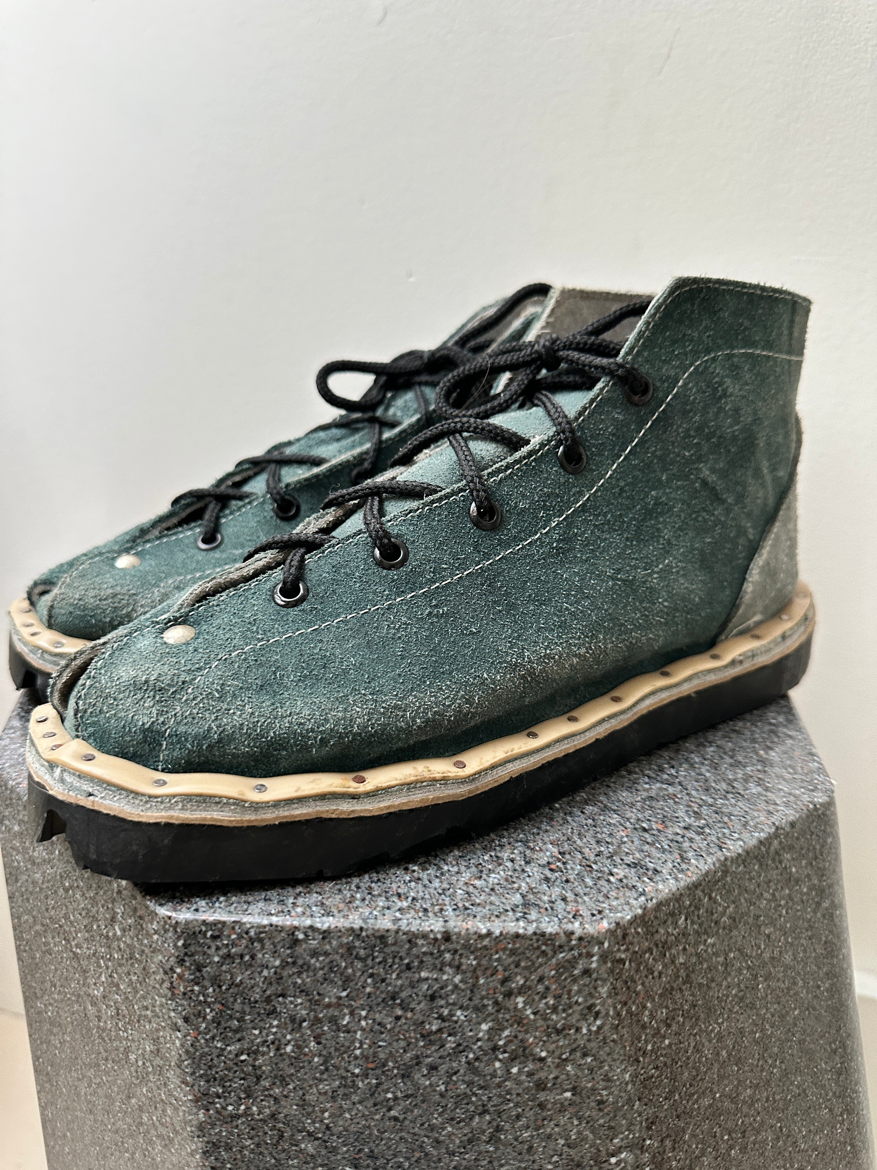 Handmade Boots With Tyre Sole Teal | Shoes
