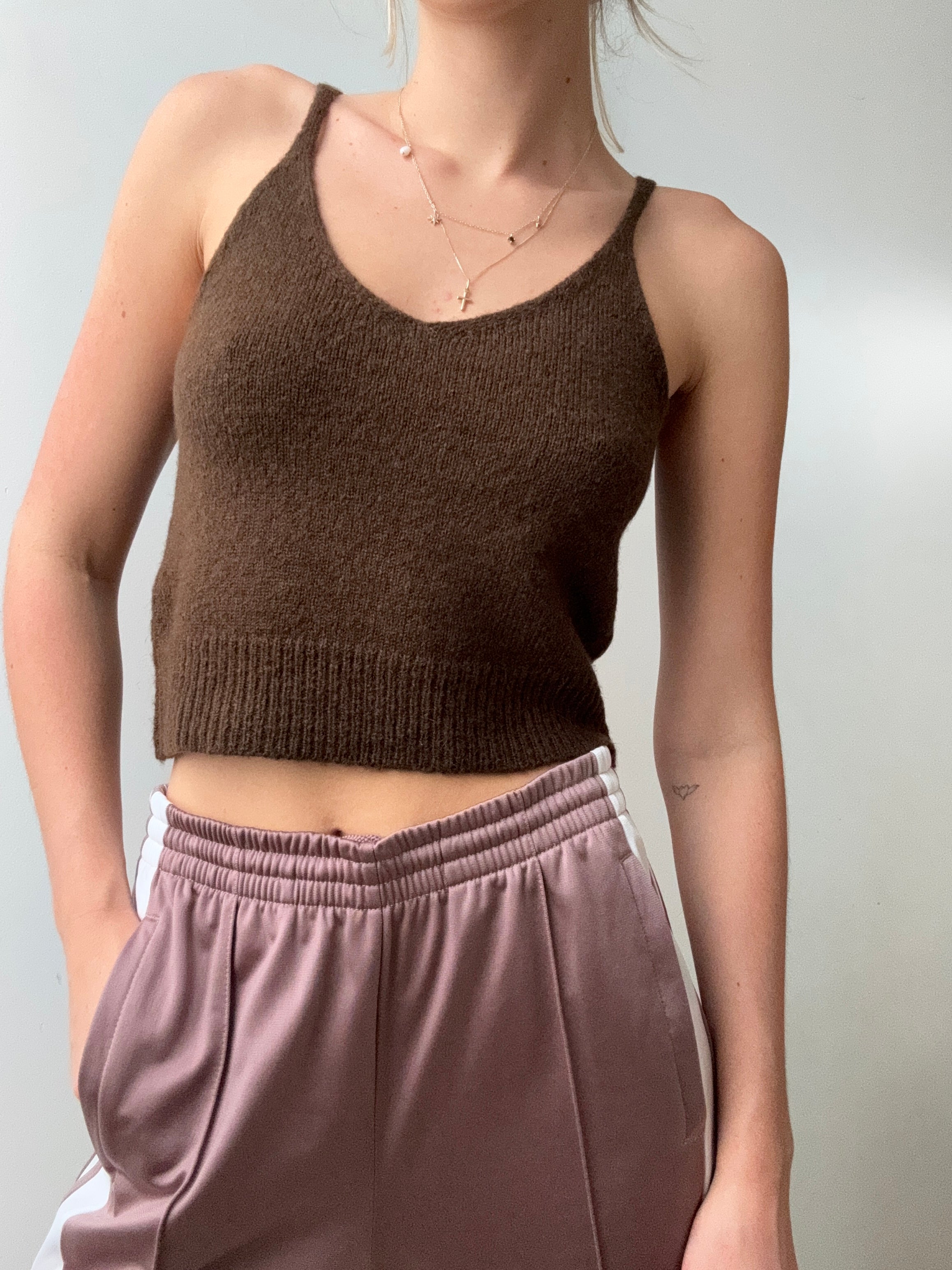 Future Nomads Singlets Small-Medium Chocolate Knit Camisole