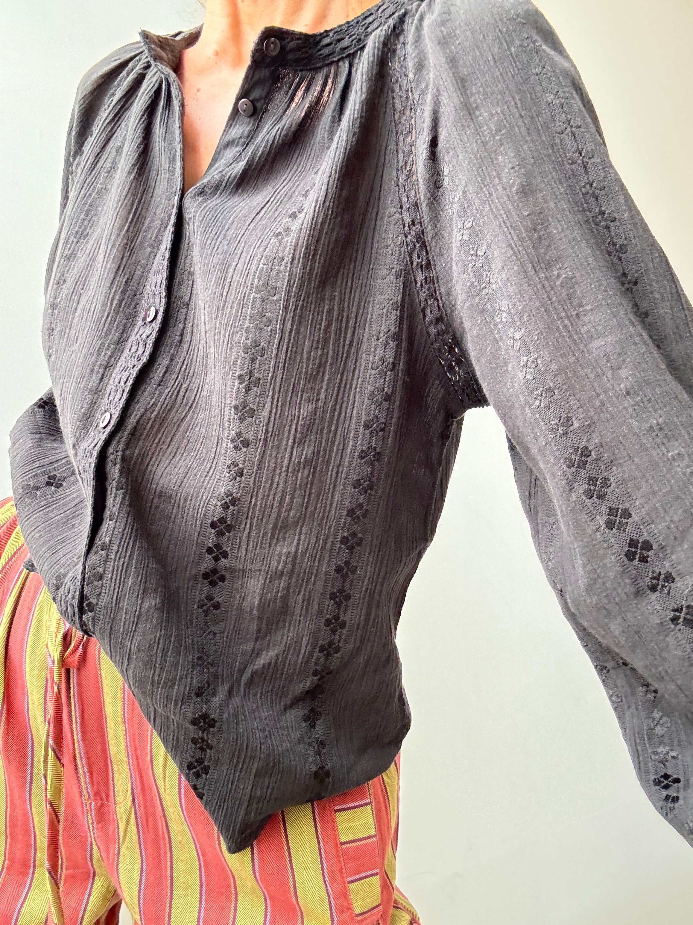 Ibiza Shirt With Crochet Black | Tops