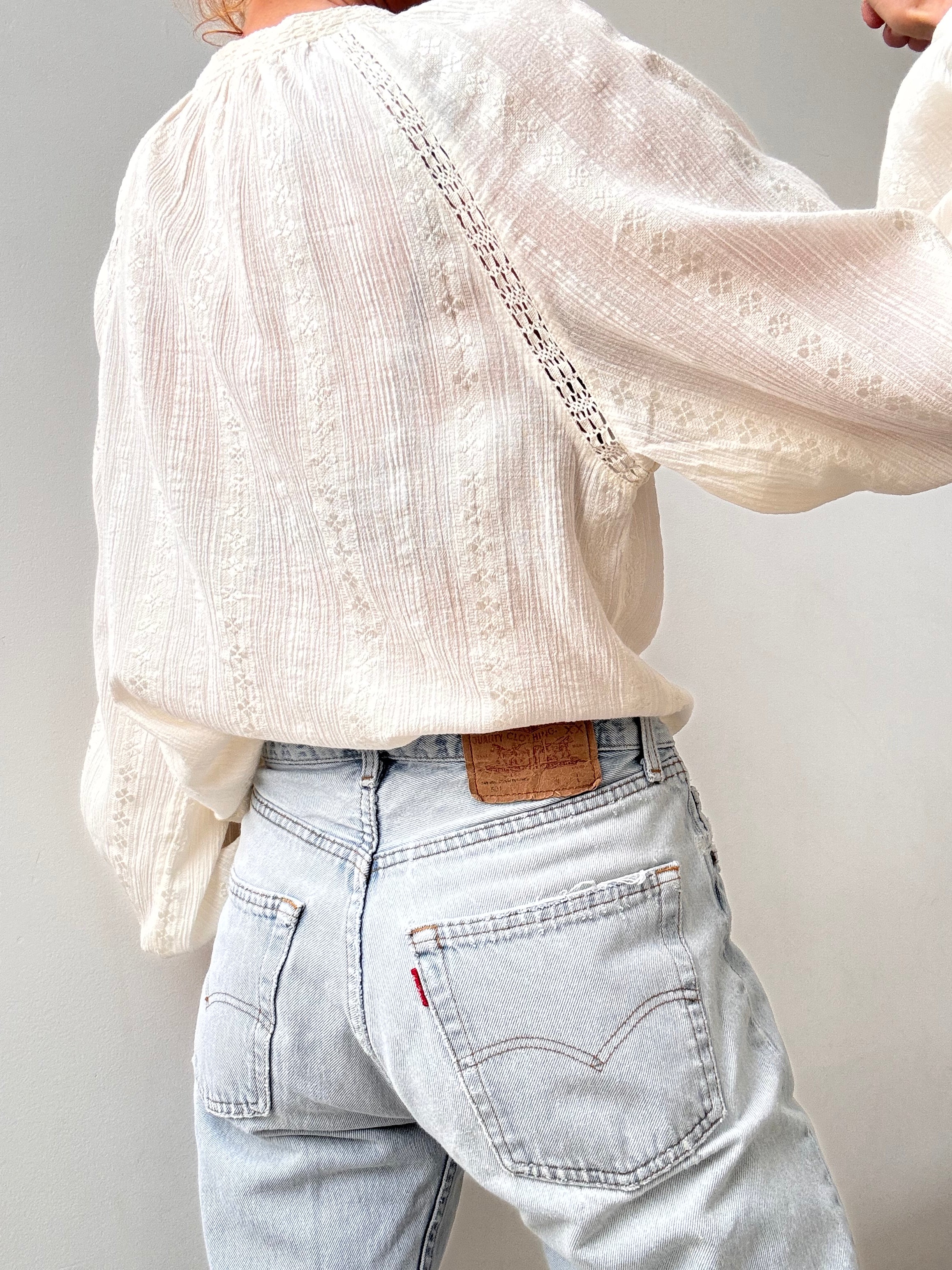 Ibiza Shirt With Crochet Cream | Tops