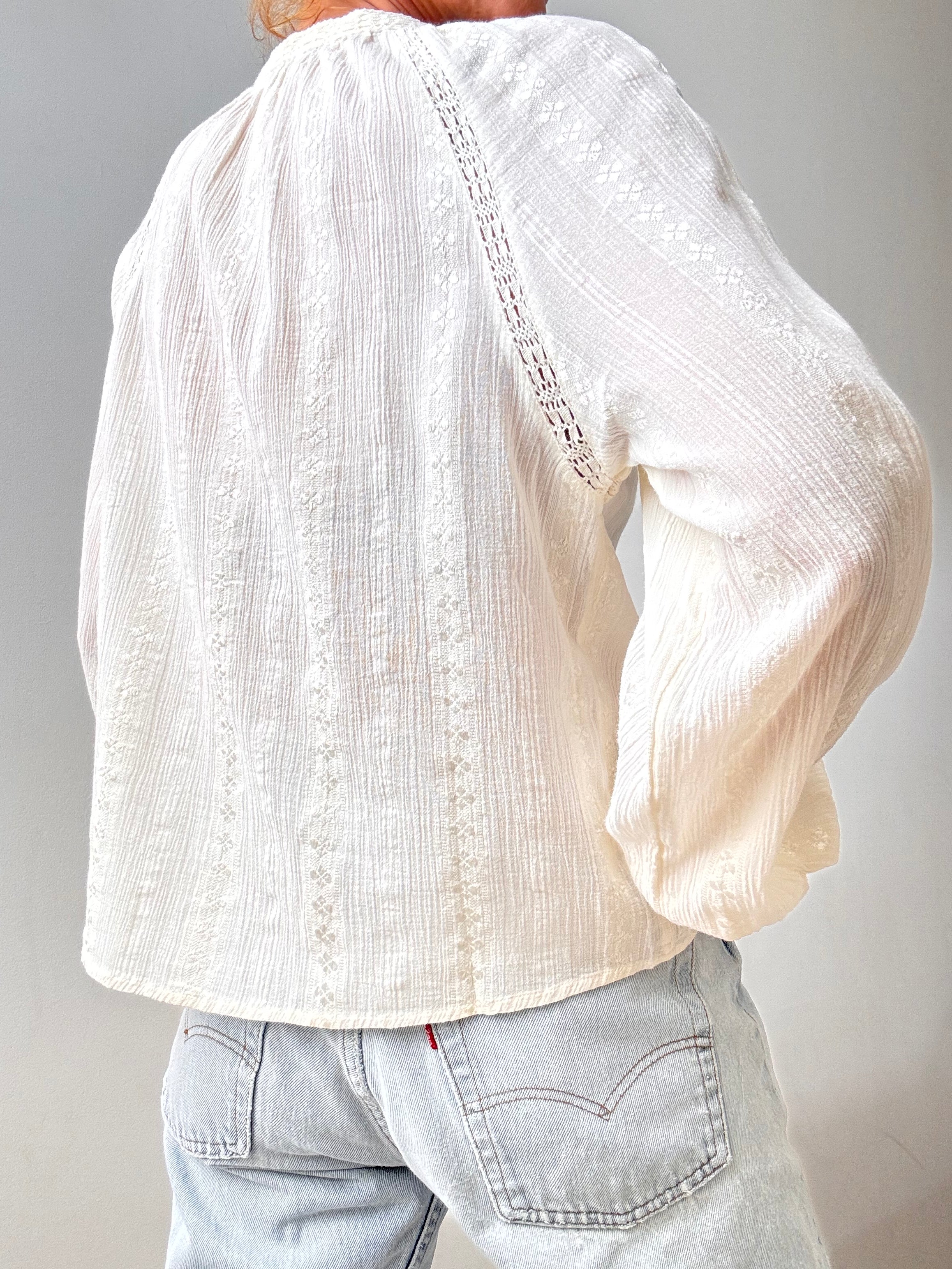 Ibiza Shirt With Crochet Cream | Tops