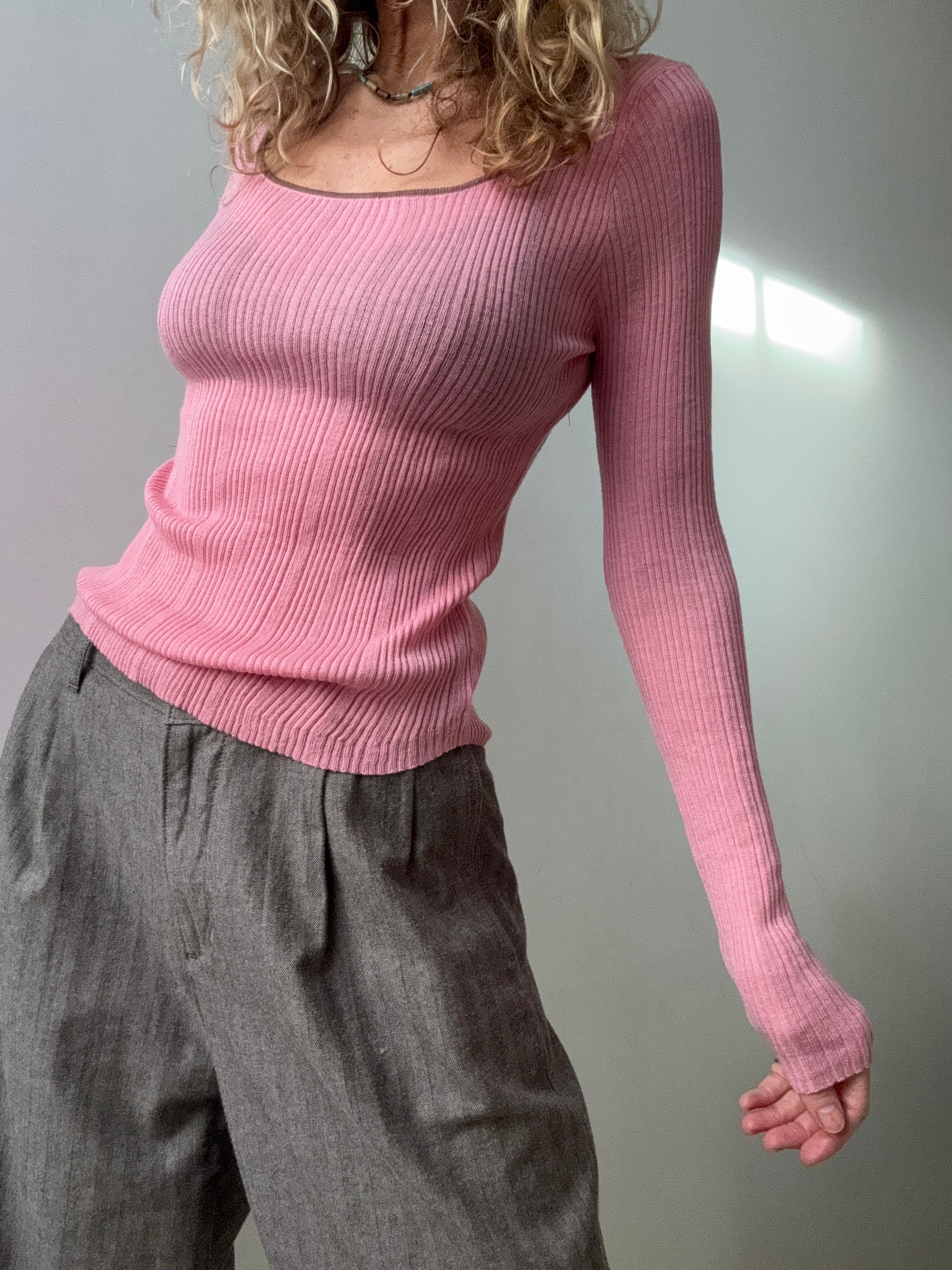 Future Nomads Tops One Size WGWE Light Pink Knit Top