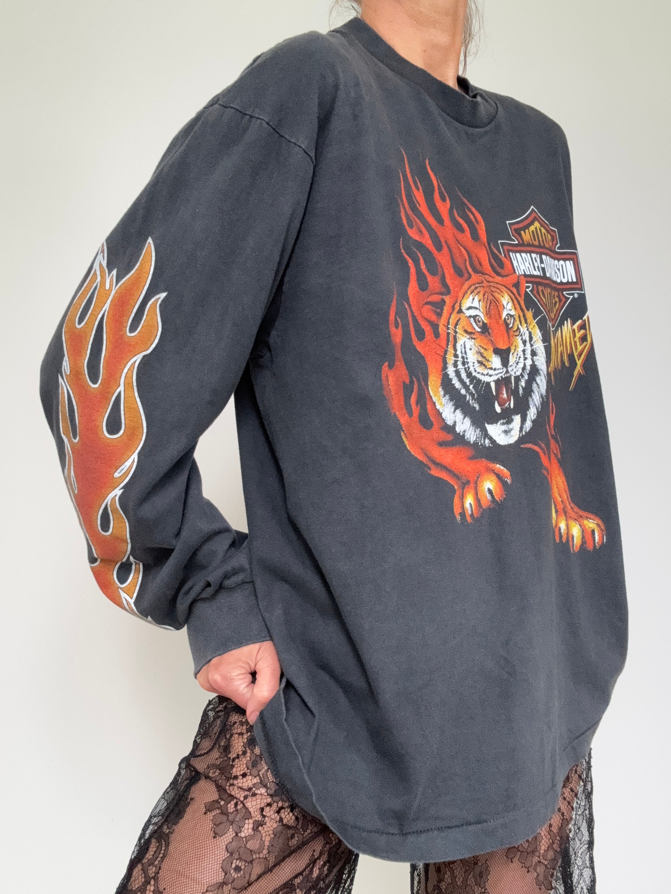 Future Nomads Tops Tiger Harley Davidson Vintage Style Tee