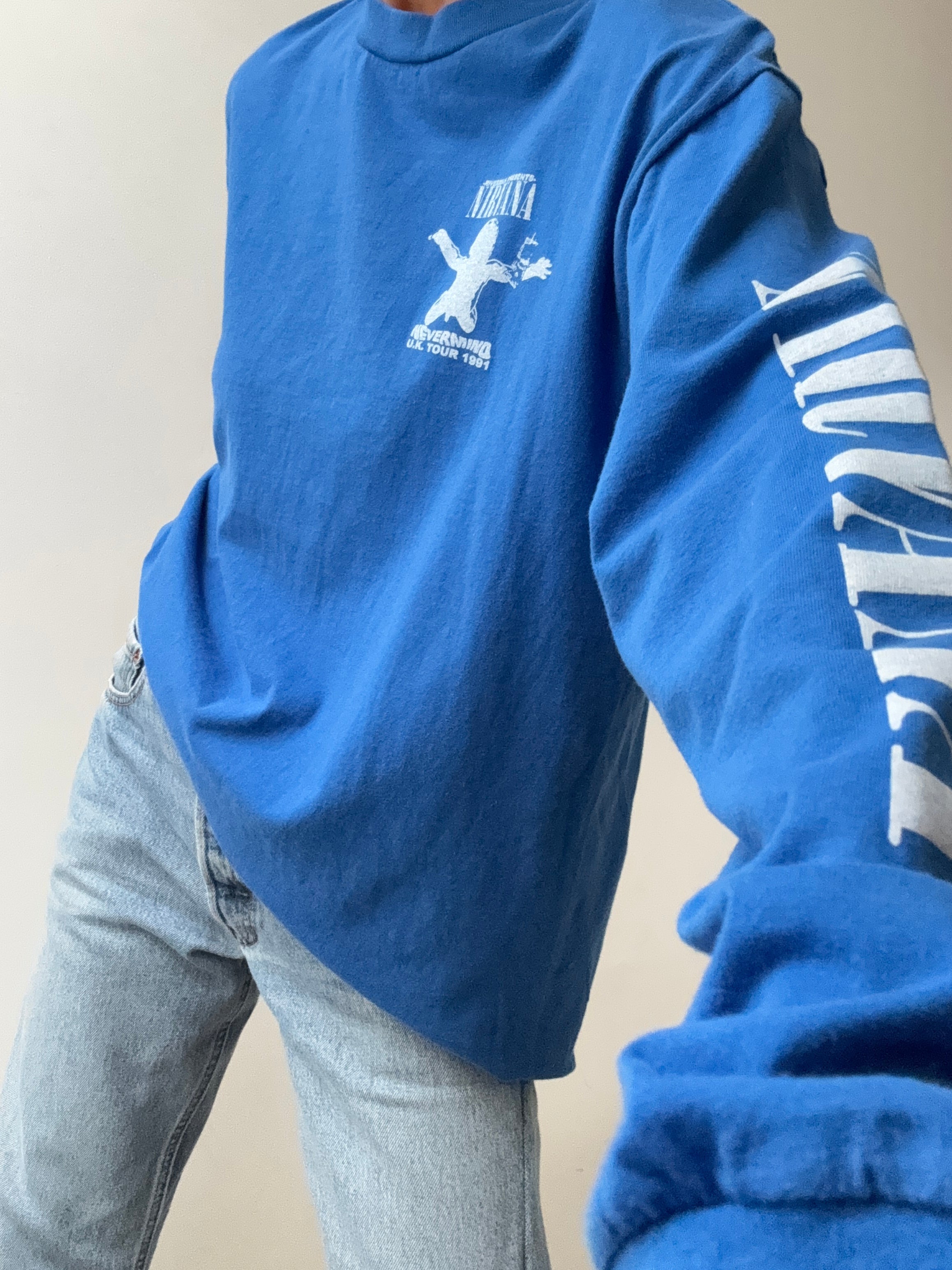 Future Nomads Tops Vintage Style Nevermind Blue Tee Long Sleeve