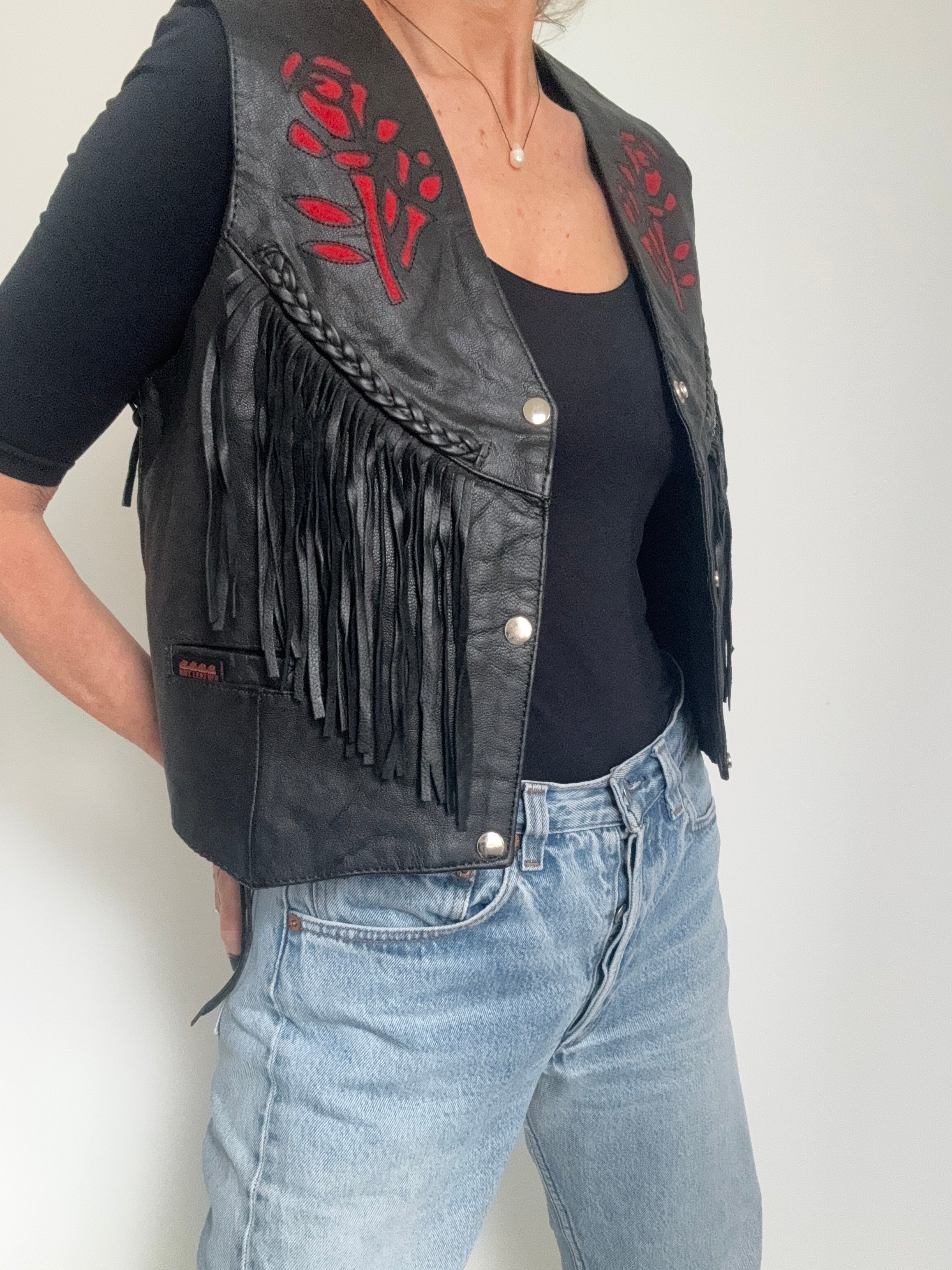 Future Nomads Vests Large Hot Leather Rose Vest
