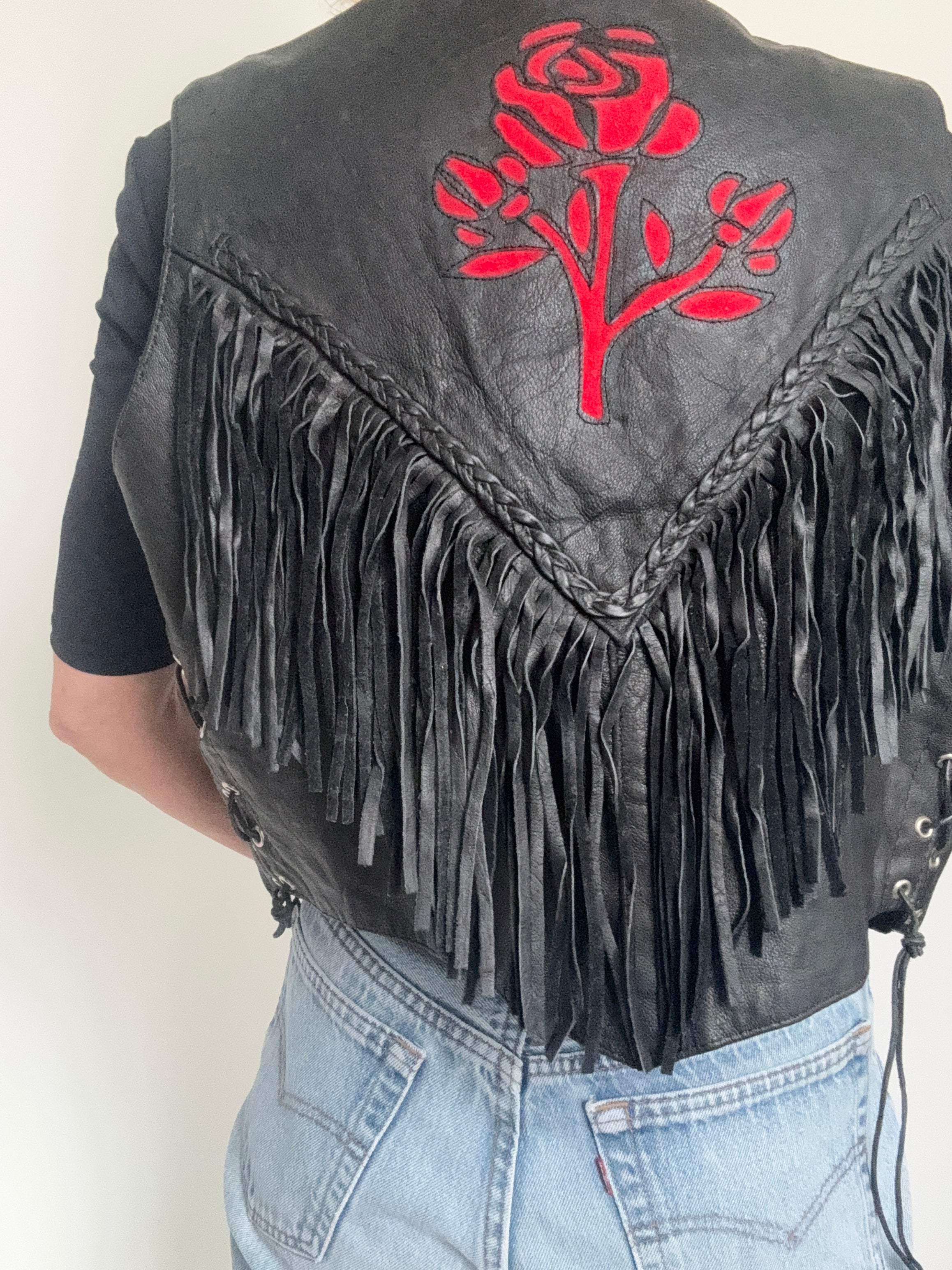 Future Nomads Vests Large Hot Leather Rose Vest