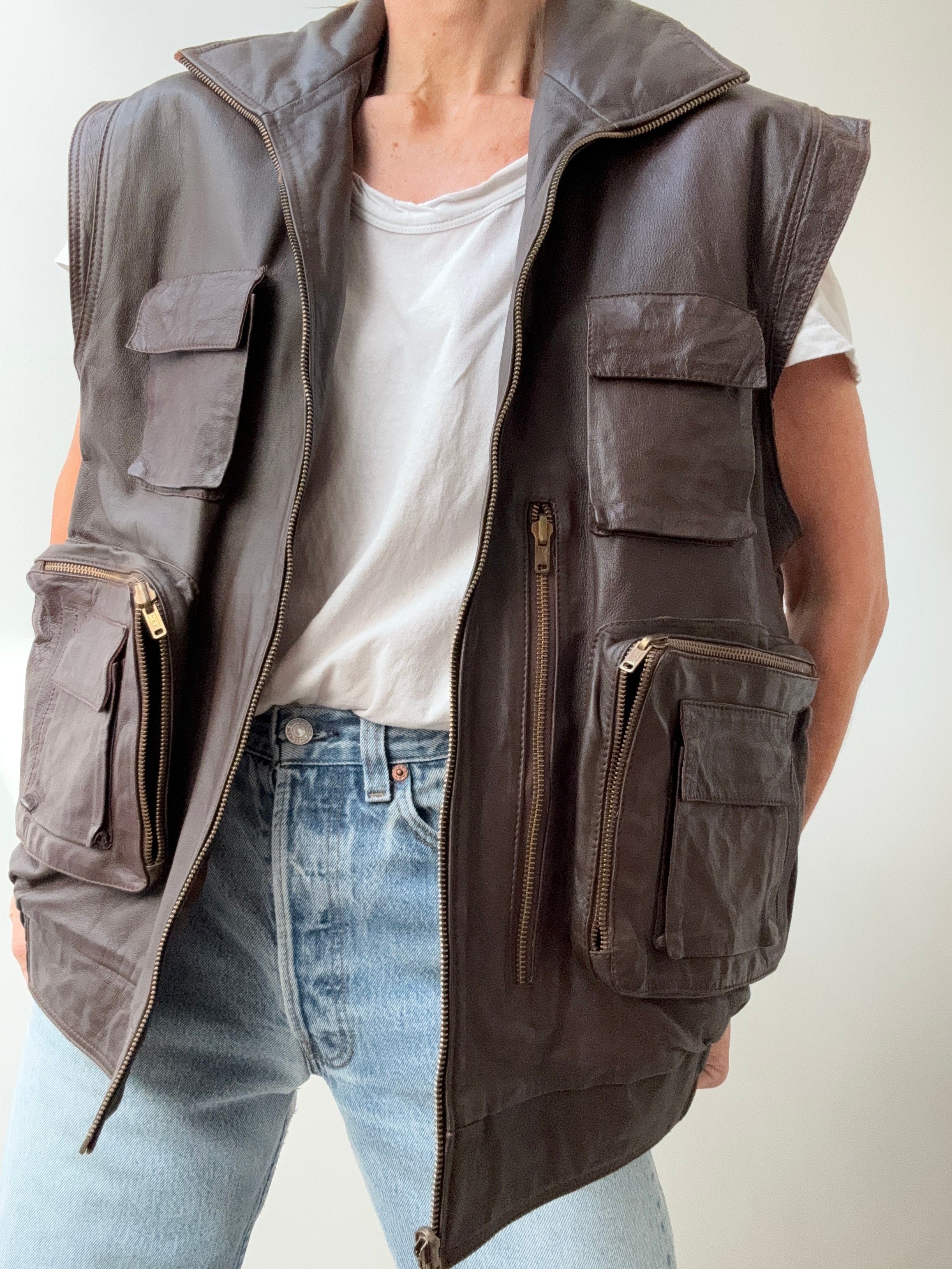 Vintage Leather Chocolate Vest | Vests