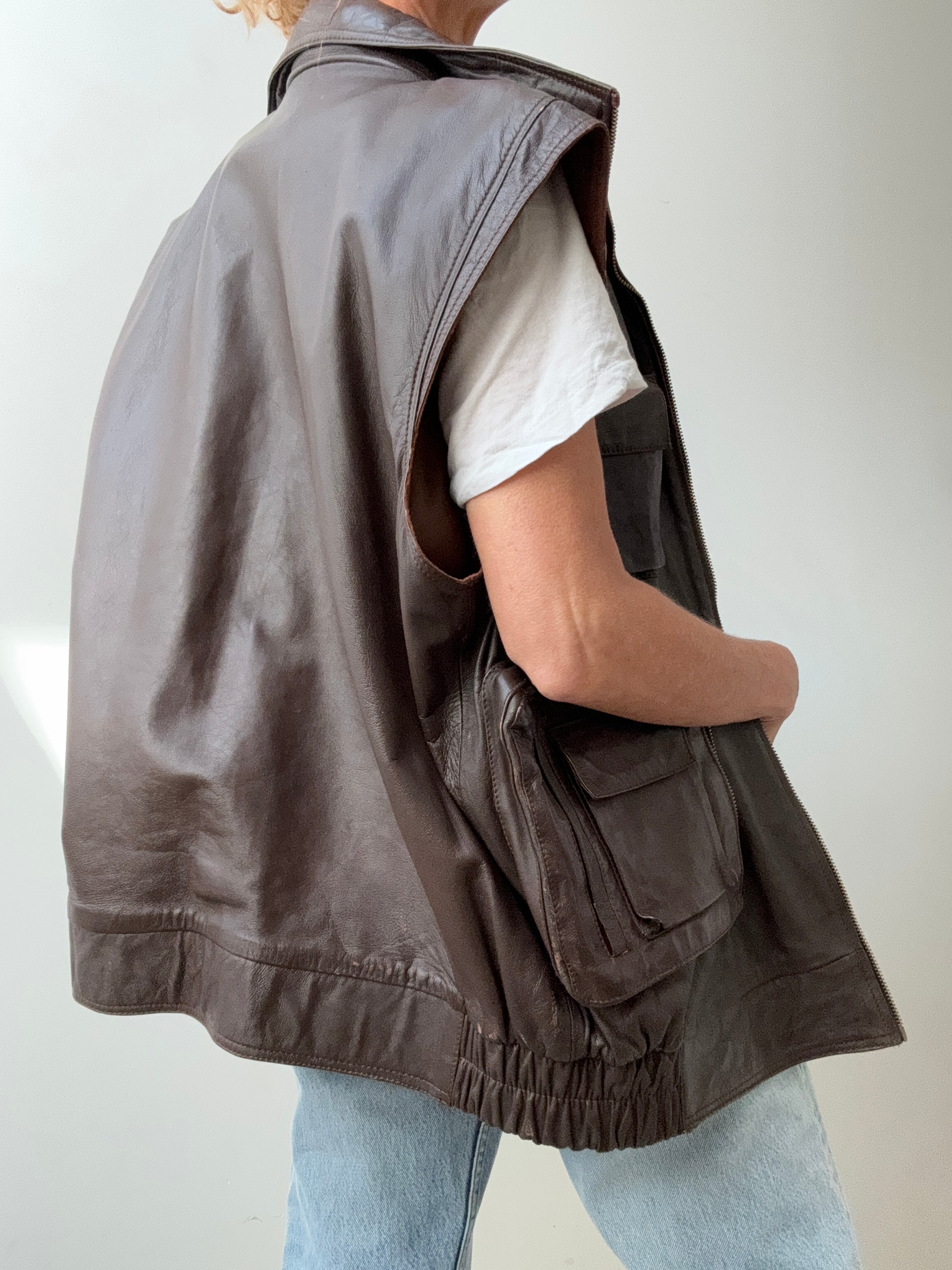 Vintage Leather Chocolate Vest | Vests