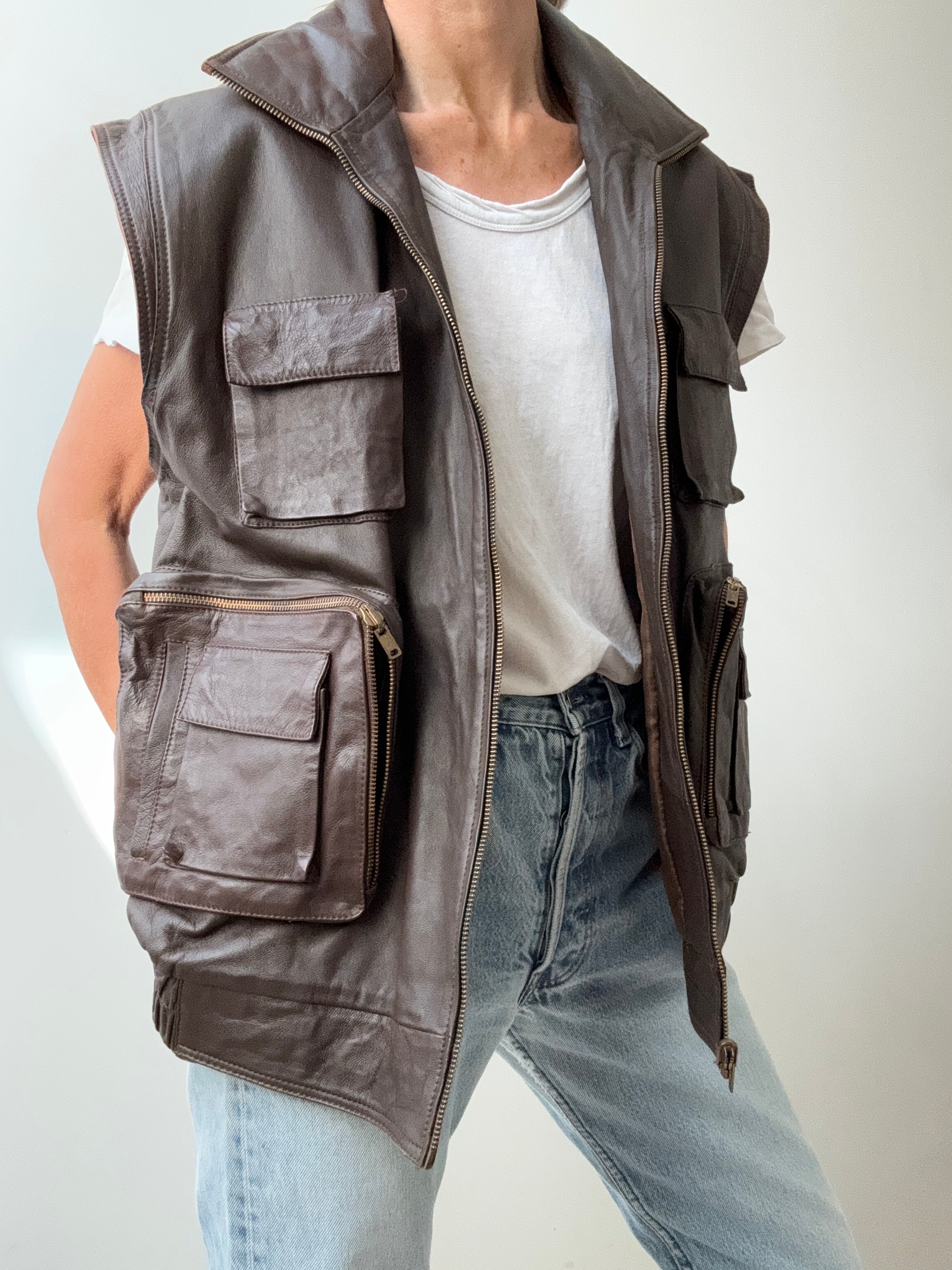 Vintage Leather Chocolate Vest | Vests