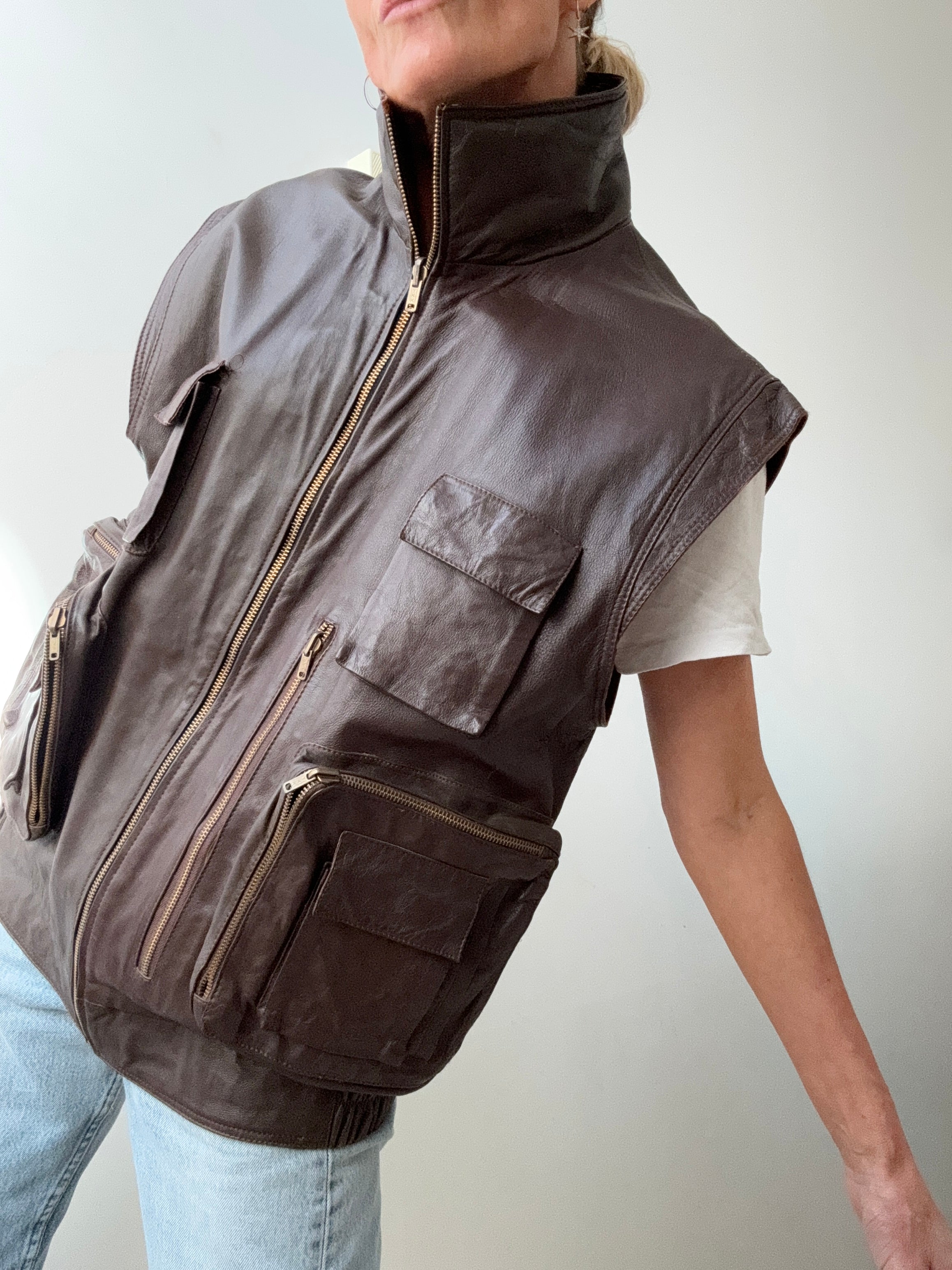 Vintage Leather Chocolate Vest | Vests